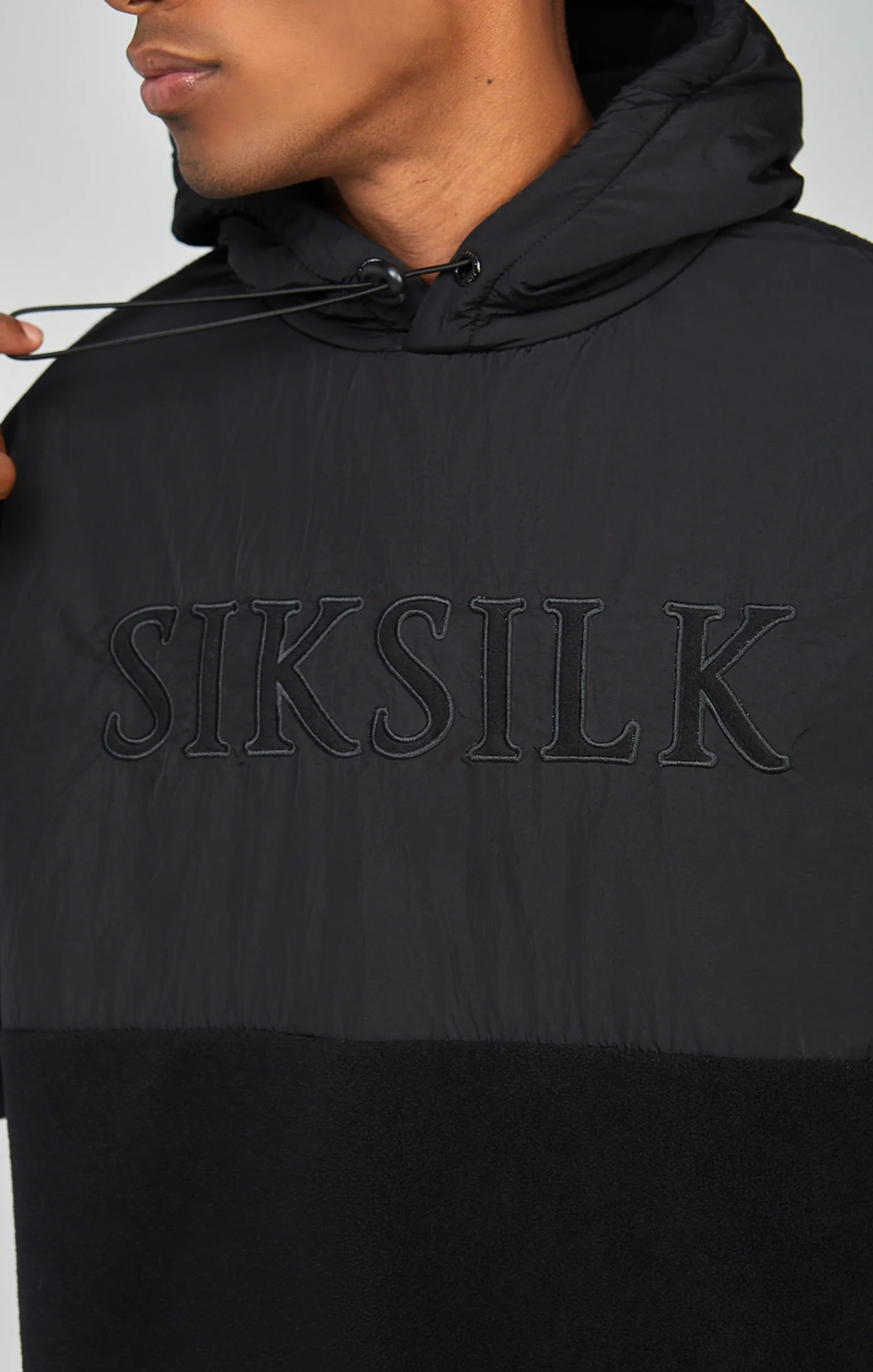 Black Polar Fleece Cut & Sew Overhead Hoodie - Image 2