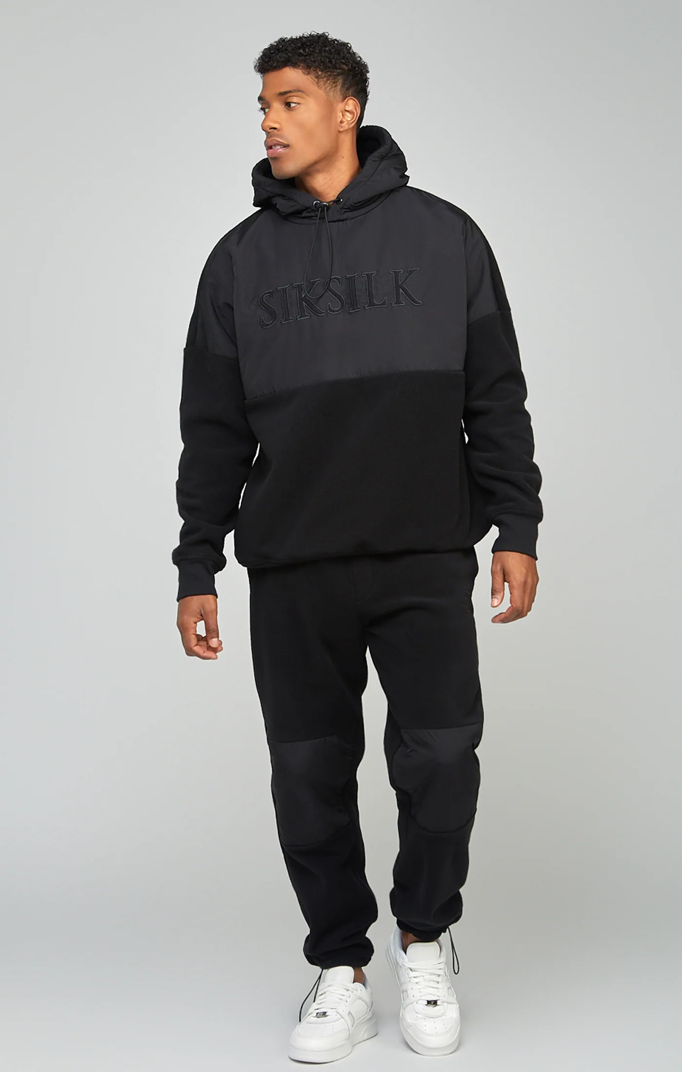 Black Polar Fleece Cut & Sew Overhead Hoodie - Image 3