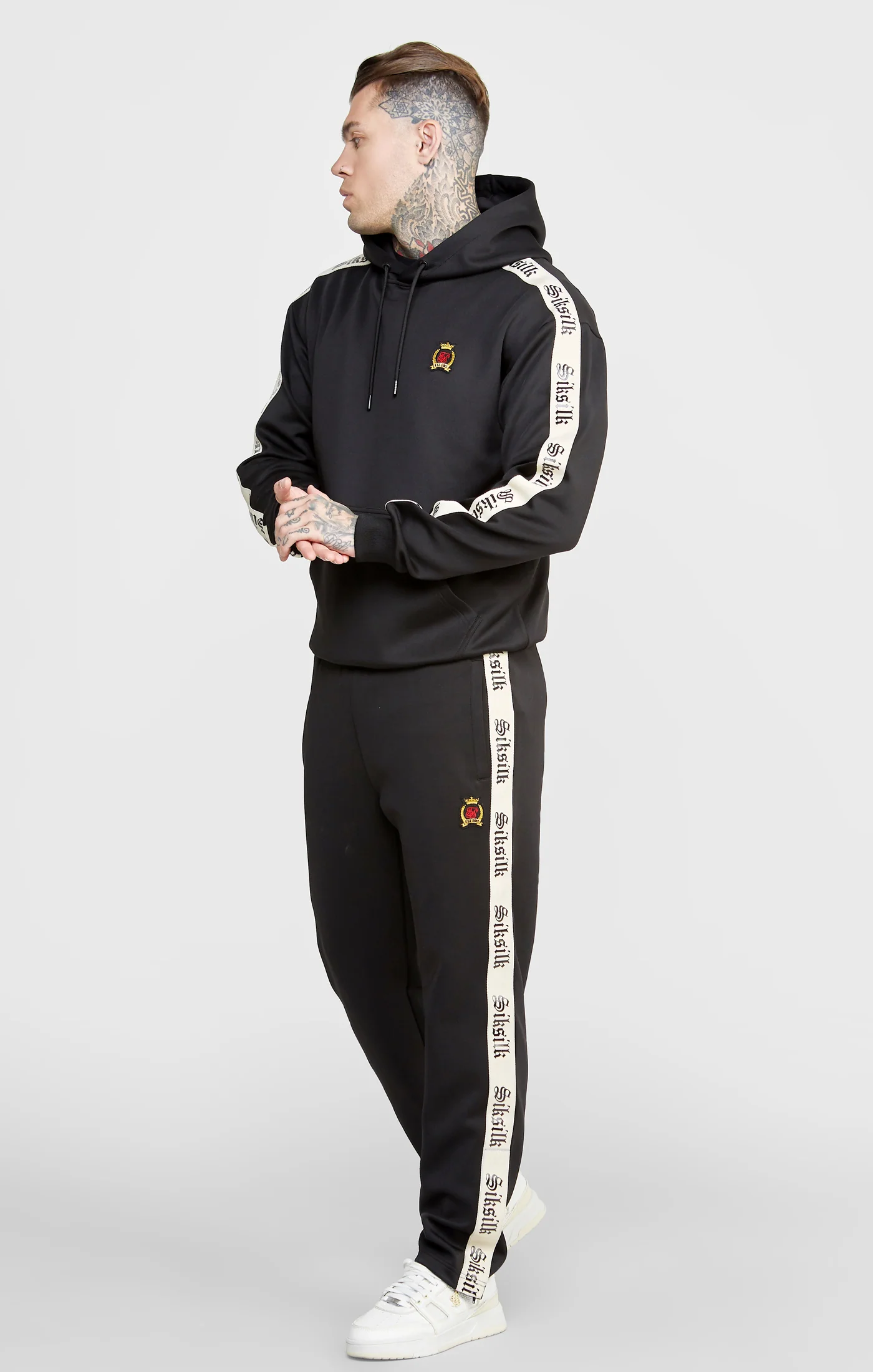 Black Poly Hoodie W Gothic Taping - Image 3