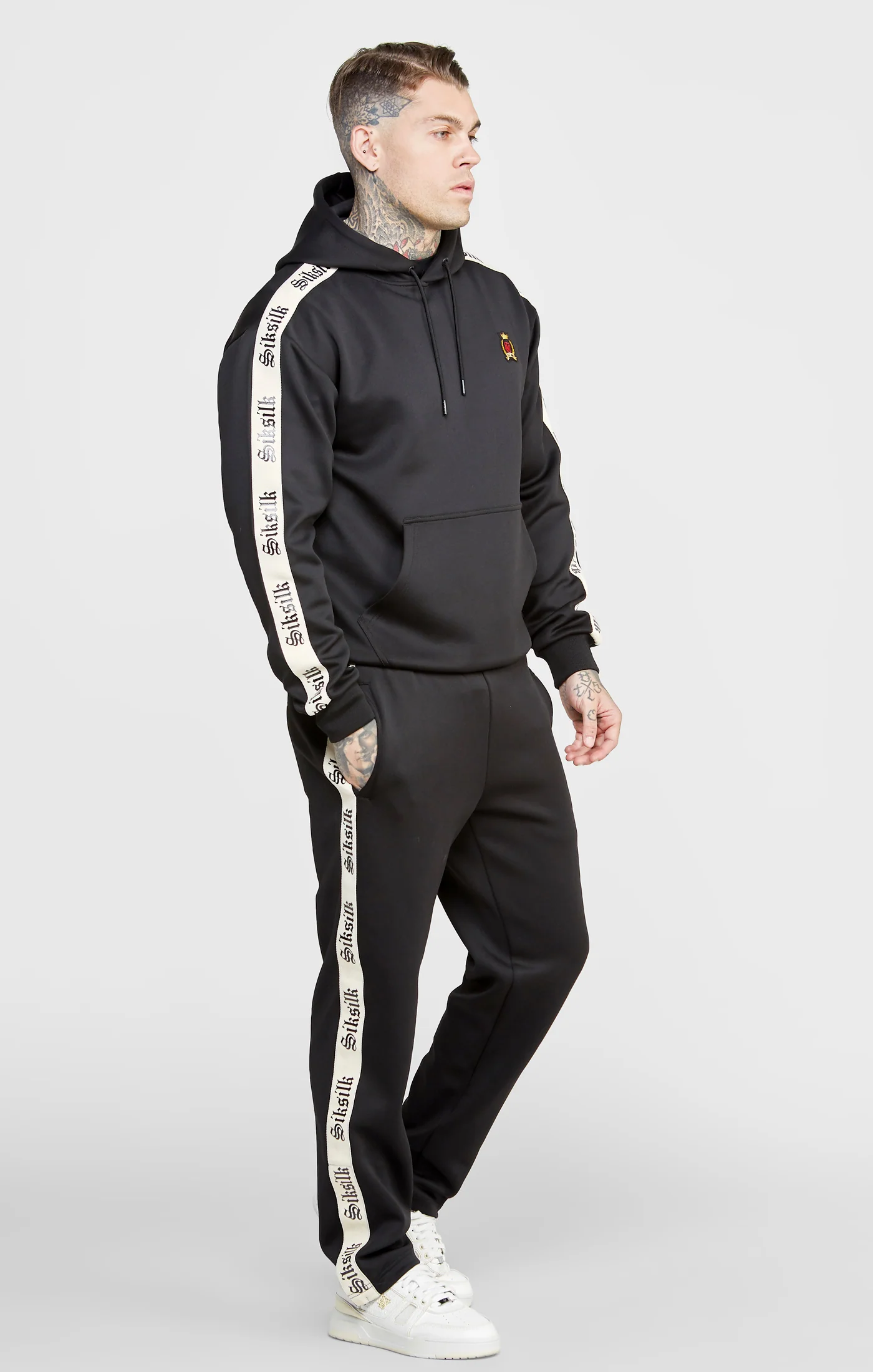 Black Poly Hoodie W Gothic Taping - Image 4