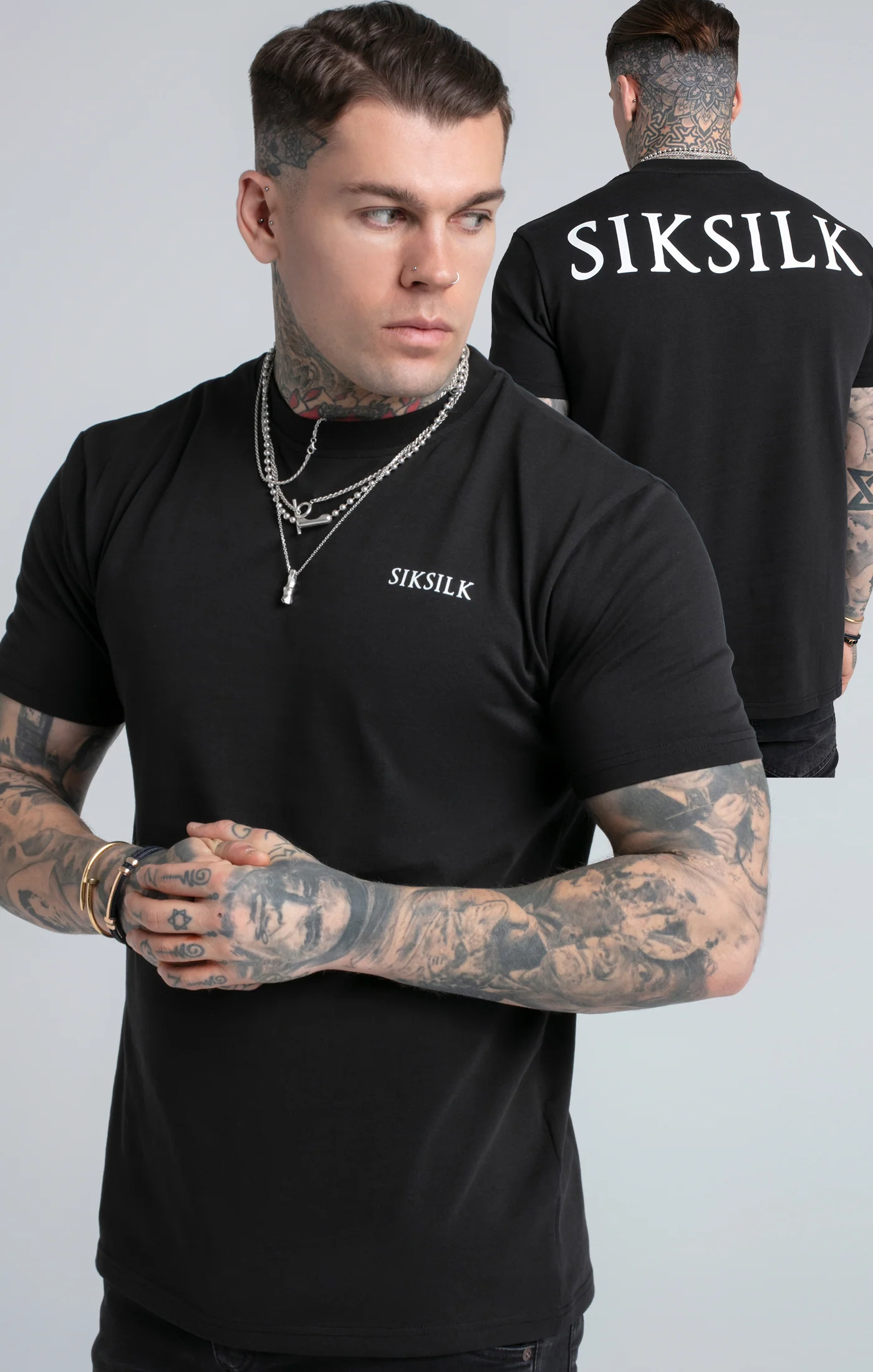 Black Printed Logo Relaxed Fit T-Shirt