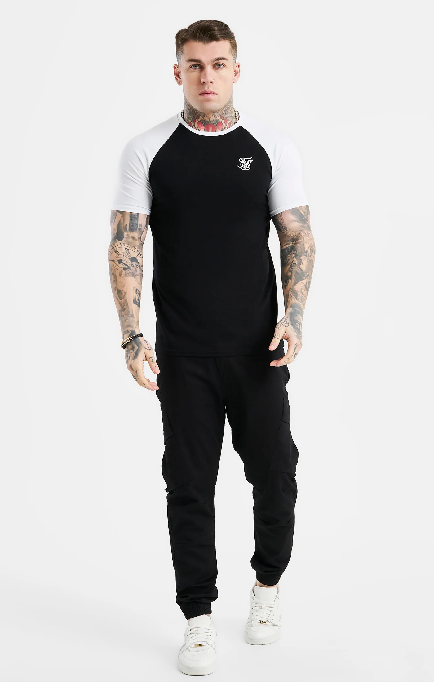 Black Raglan Muscle Fit T-Shirt - Image 3