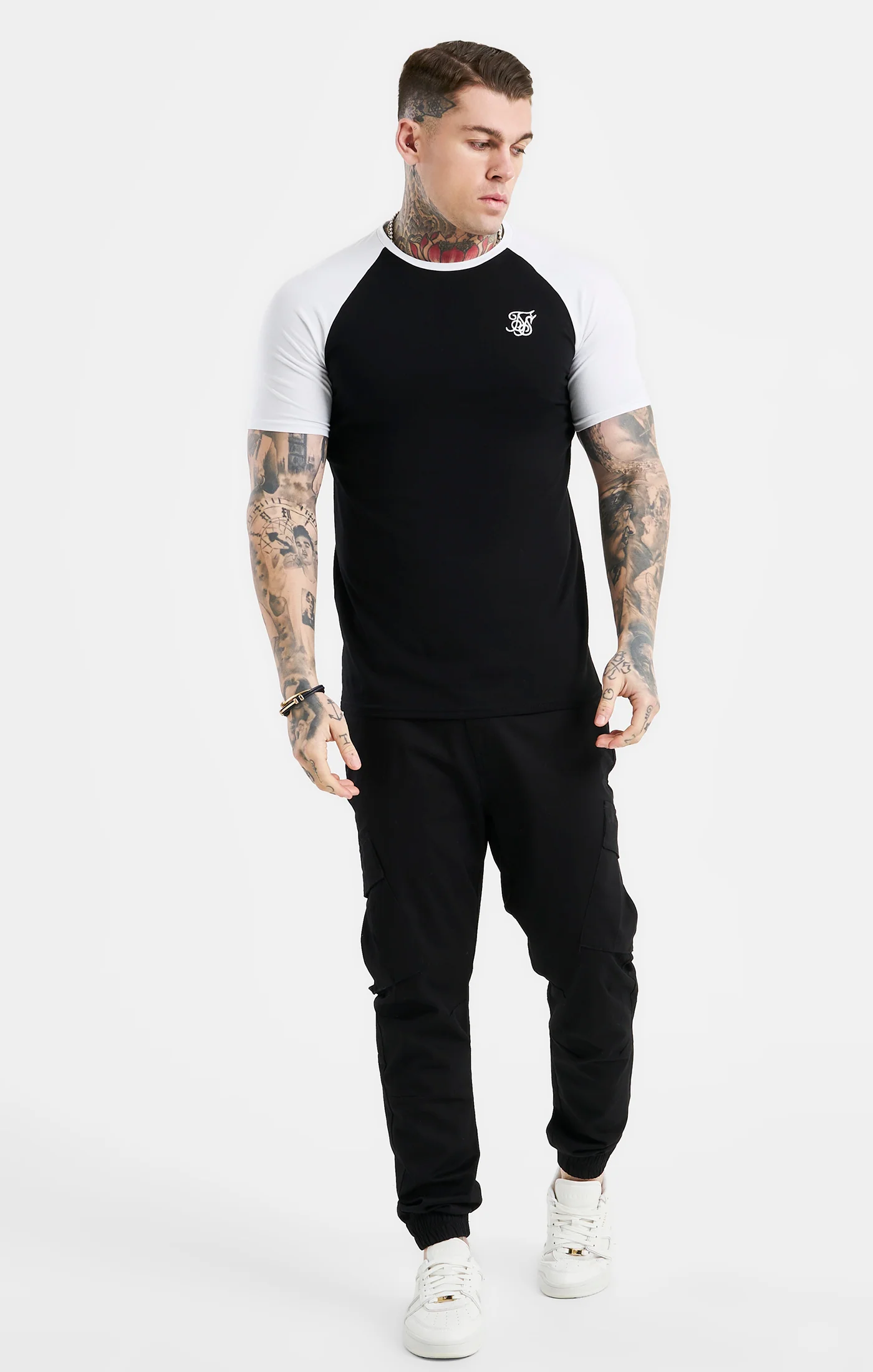Black Raglan Muscle Fit T-Shirt - Image 4