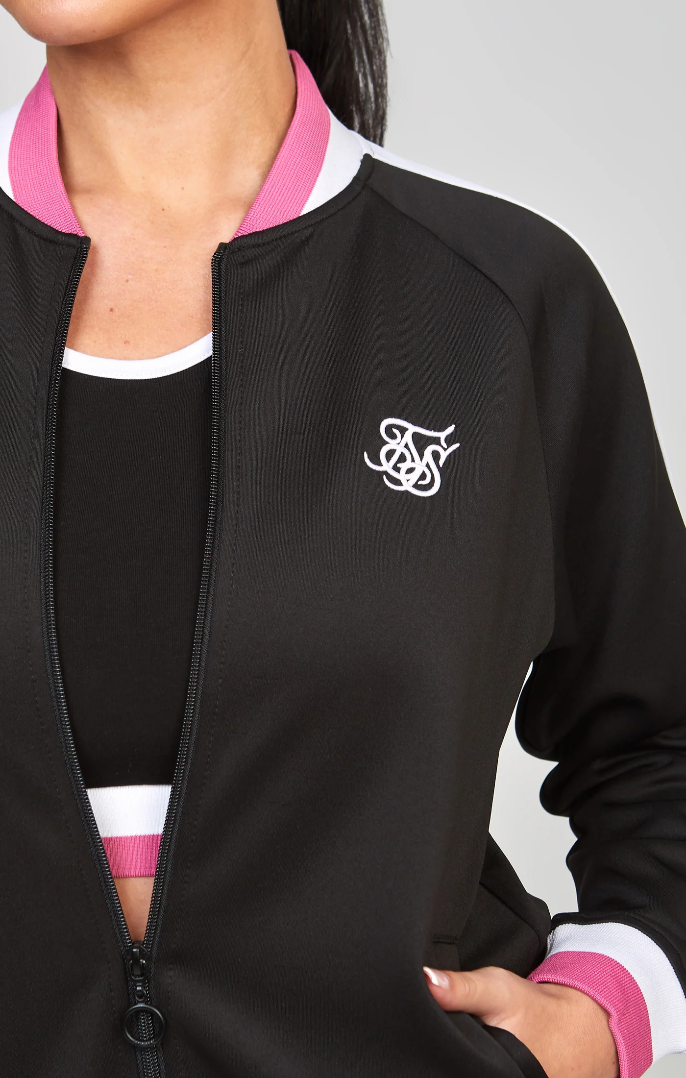 Black Retro Cut And Sew Track Top - Image 2