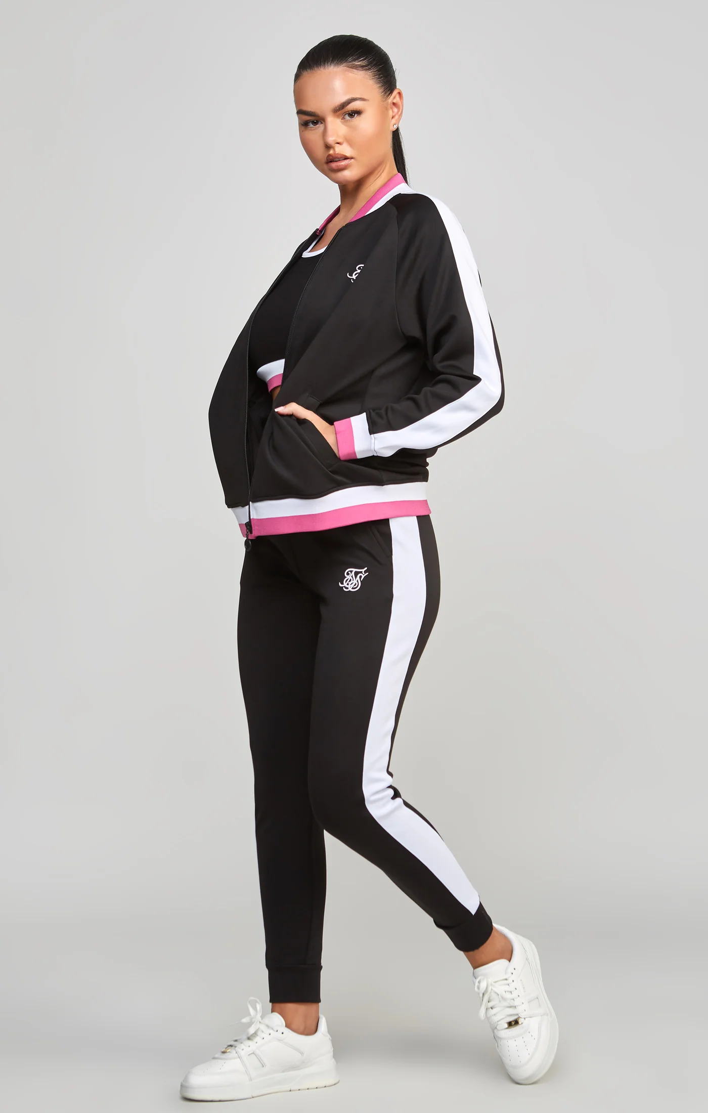 Black Retro Cut And Sew Track Top - Image 4