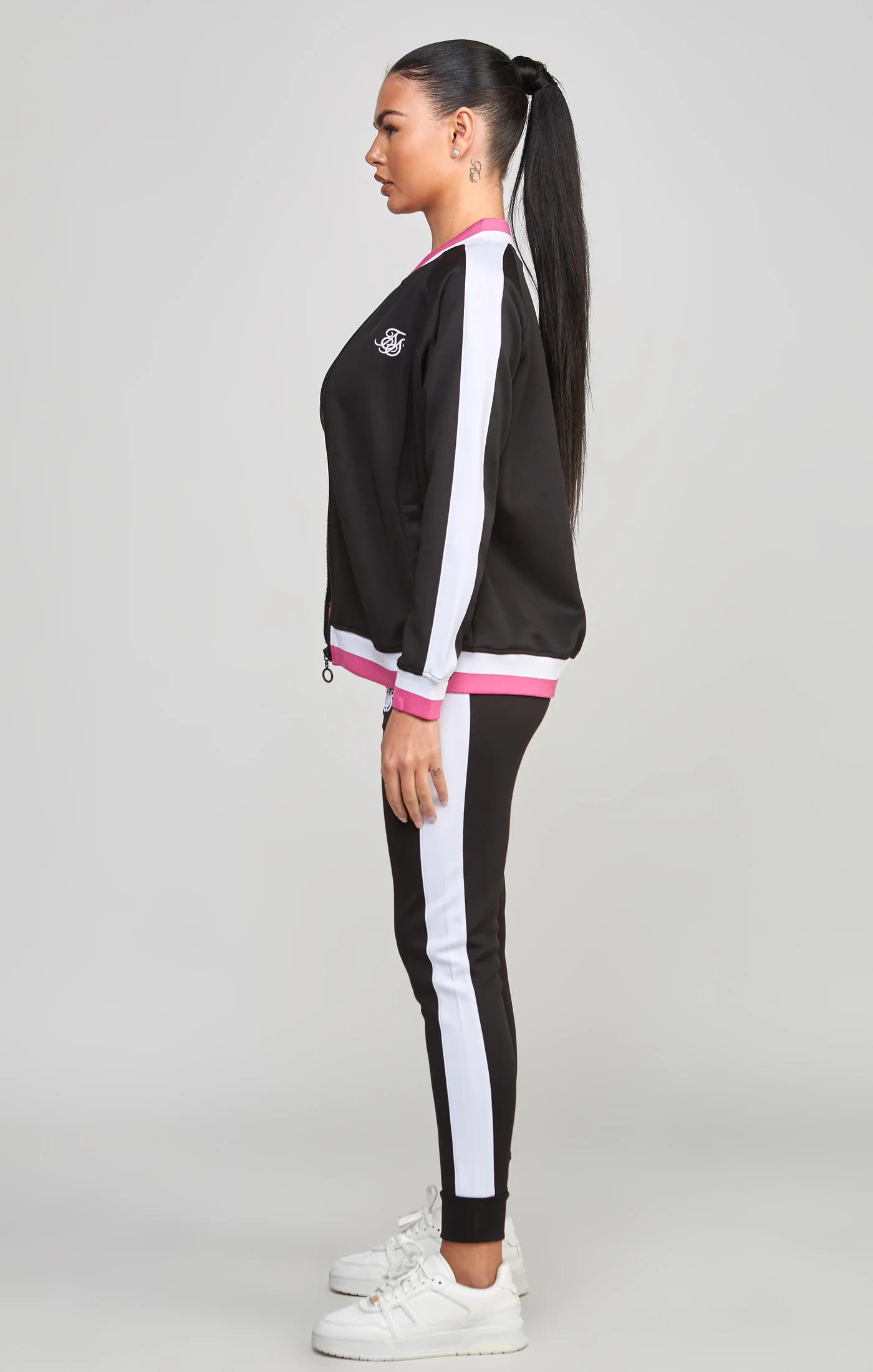 Black Retro Cut And Sew Track Top - Image 5