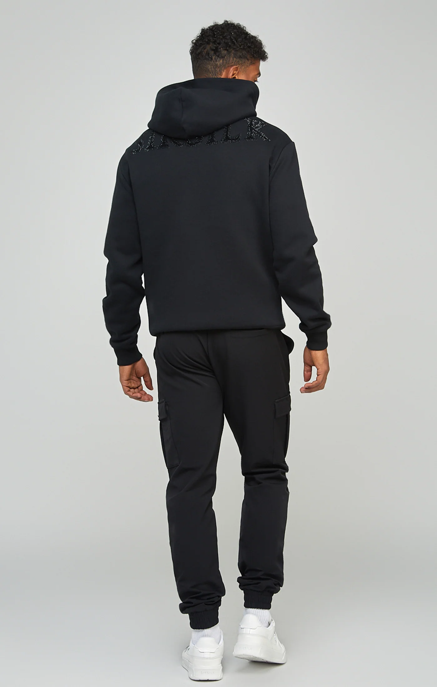 Black Rhinestone Logo Oversized Fit Overhead Hoodie - Image 5