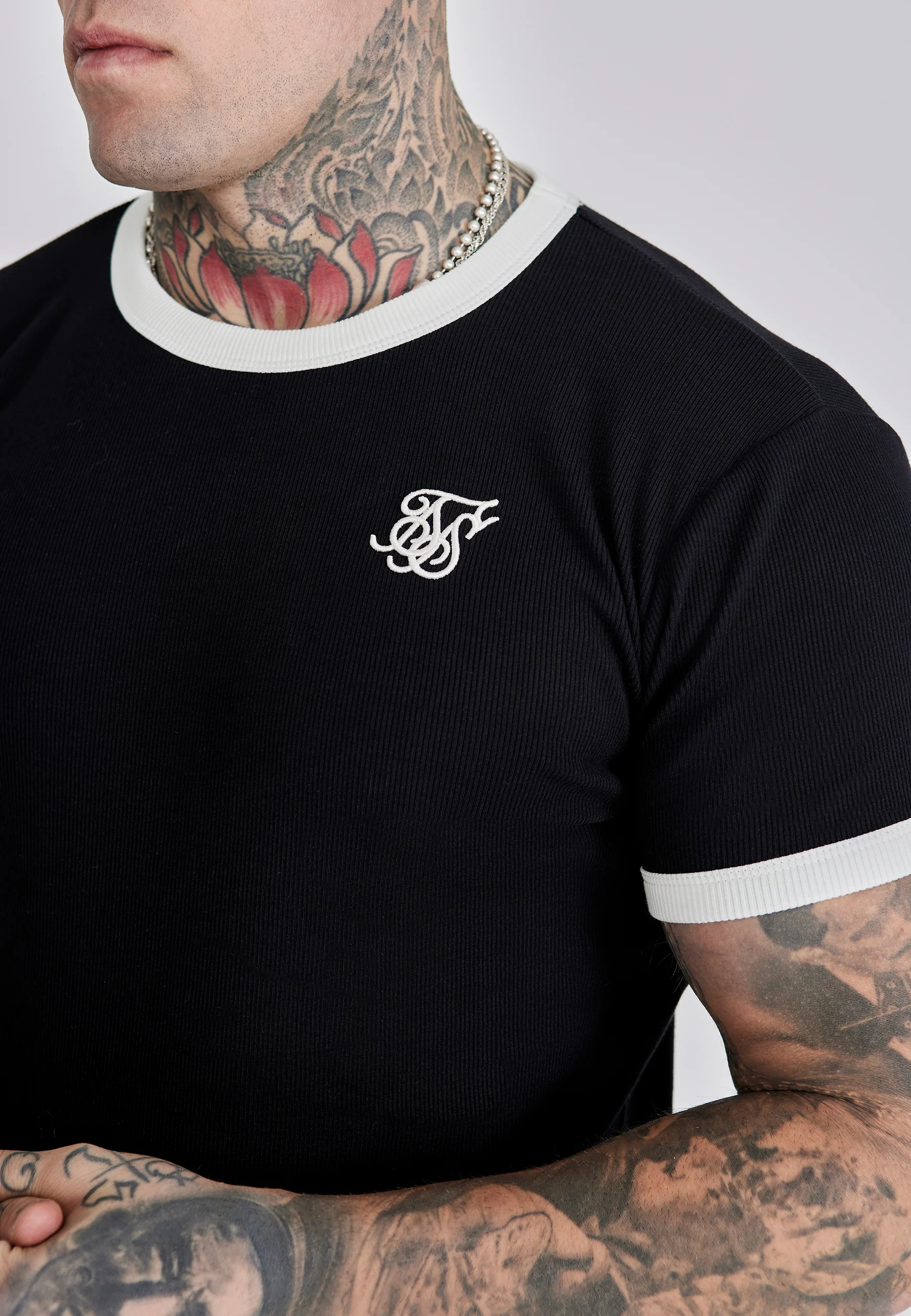 Black Ribbed Ringer T-Shirt - Image 2
