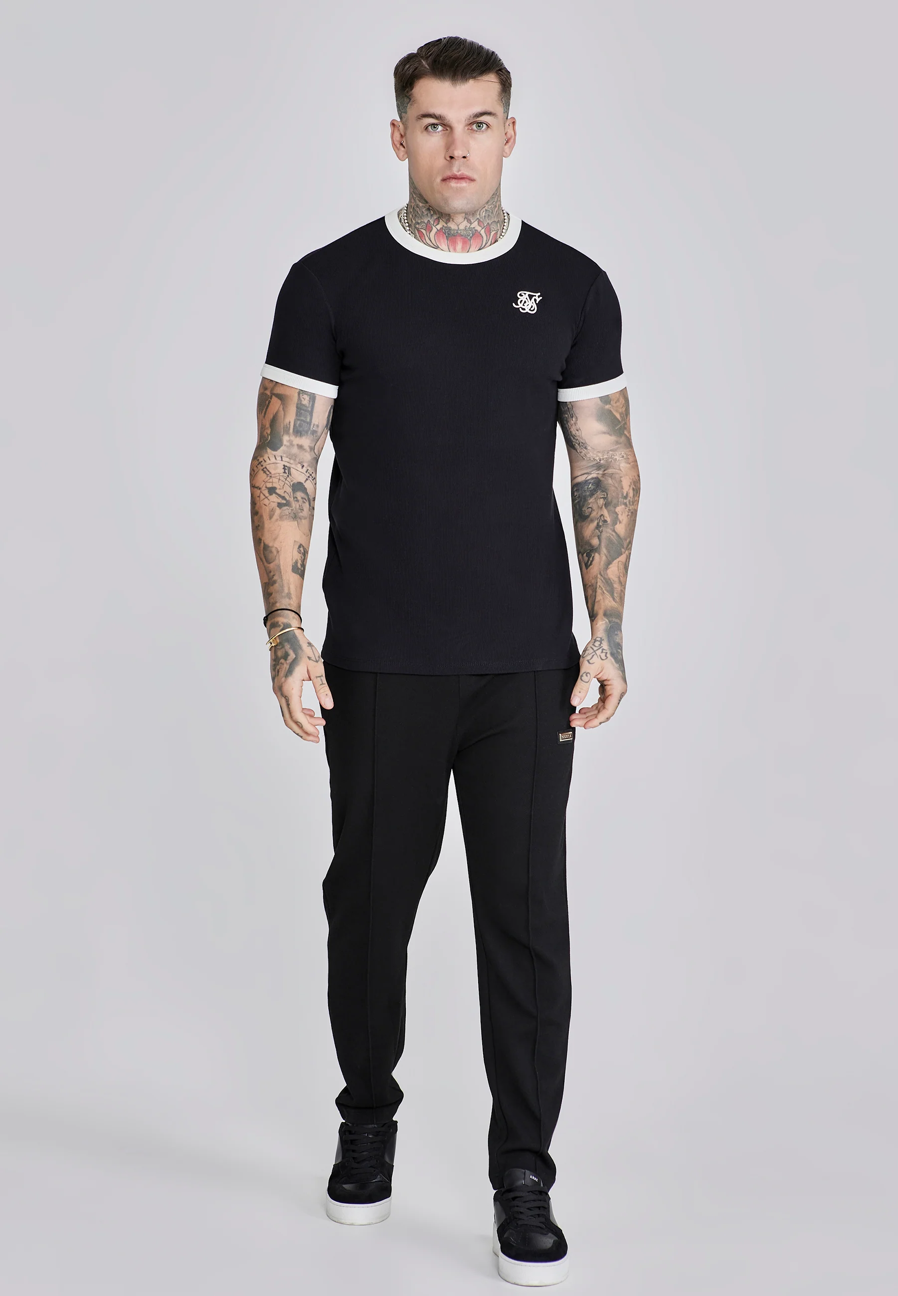 Black Ribbed Ringer T-Shirt - Image 3