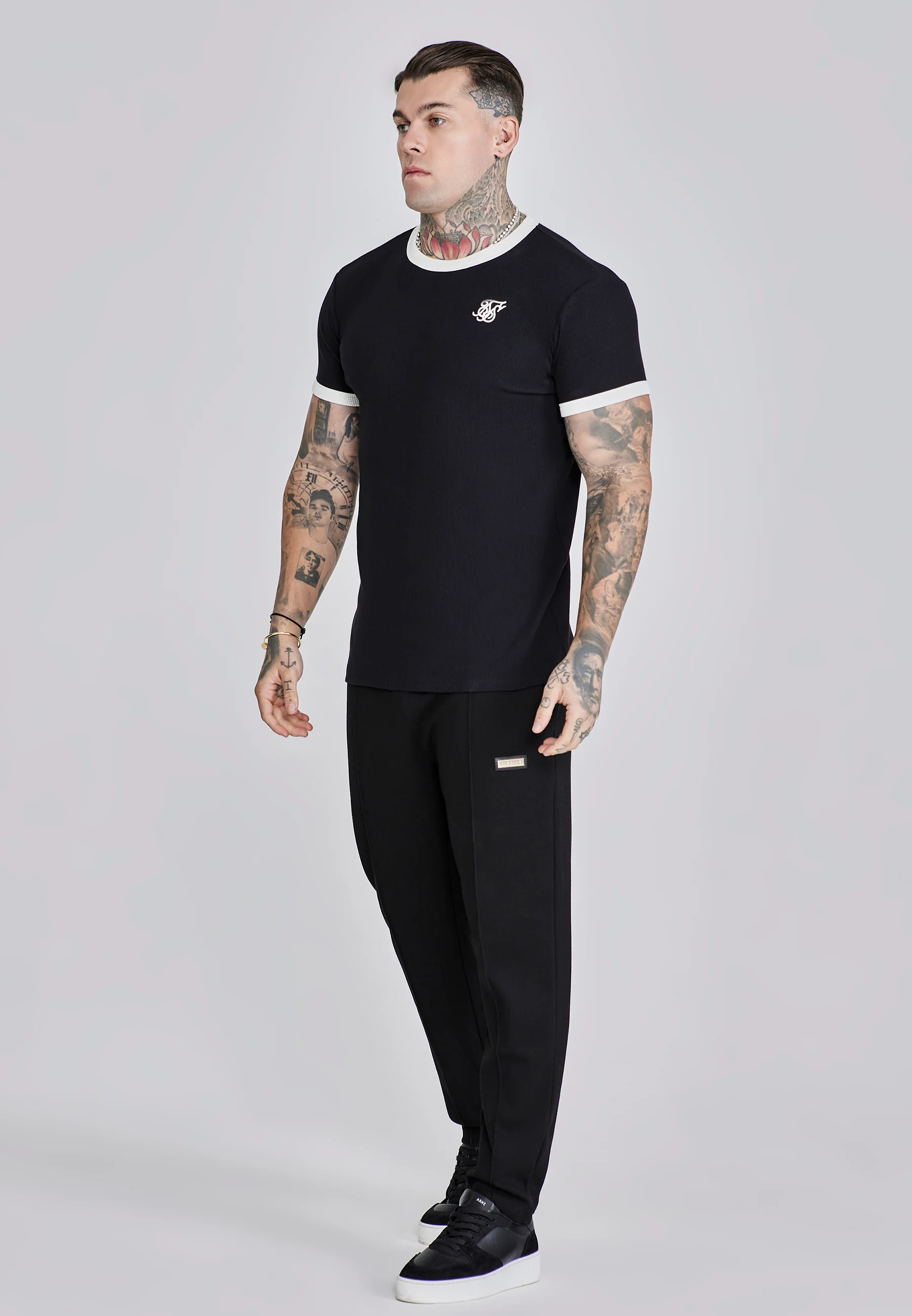 Black Ribbed Ringer T-Shirt - Image 4