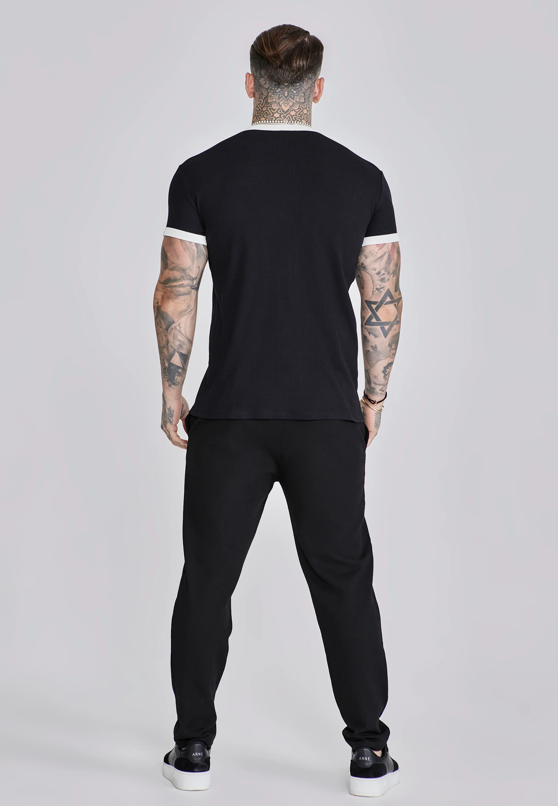 Black Ribbed Ringer T-Shirt - Image 5