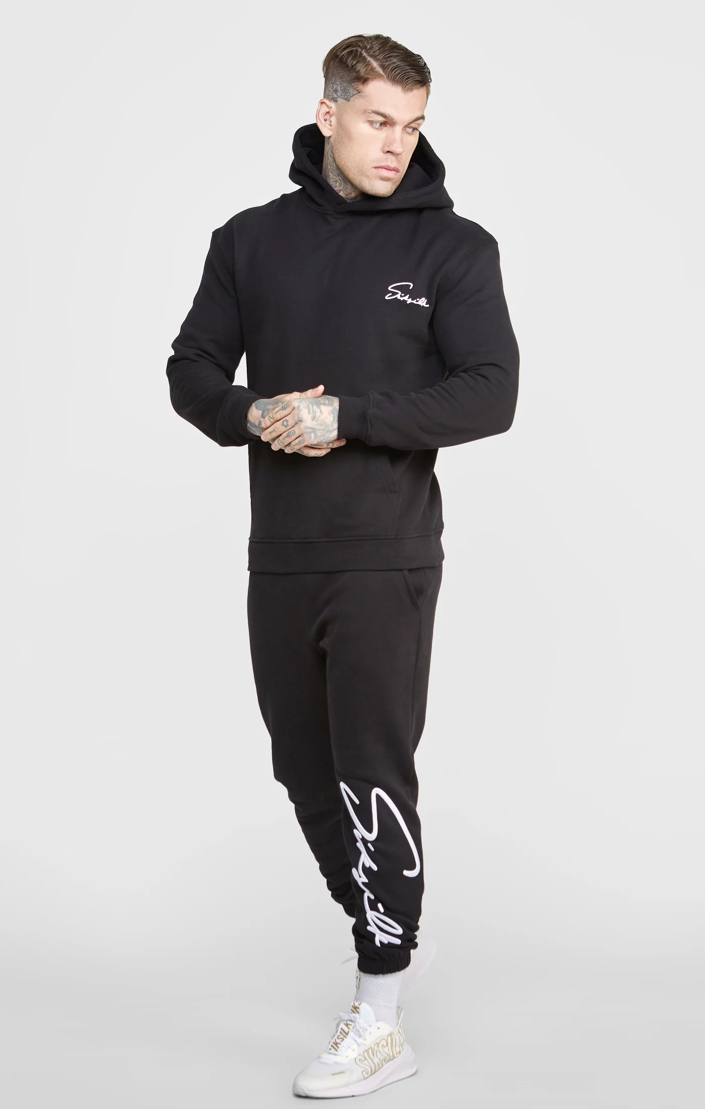 Black Script Embroidery Jogger - Image 3