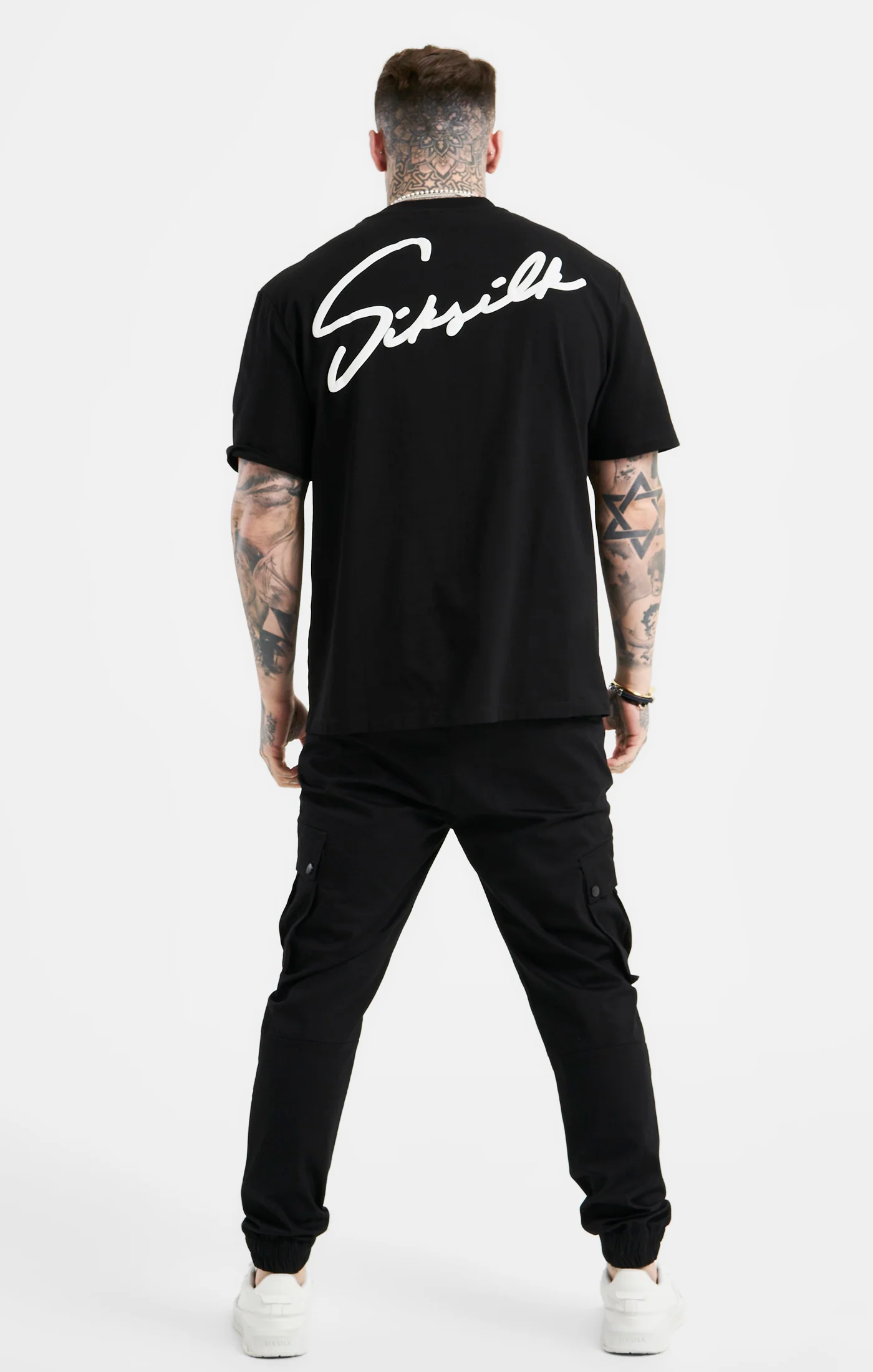Black Script Embroidery Oversized T-Shirt - Image 6