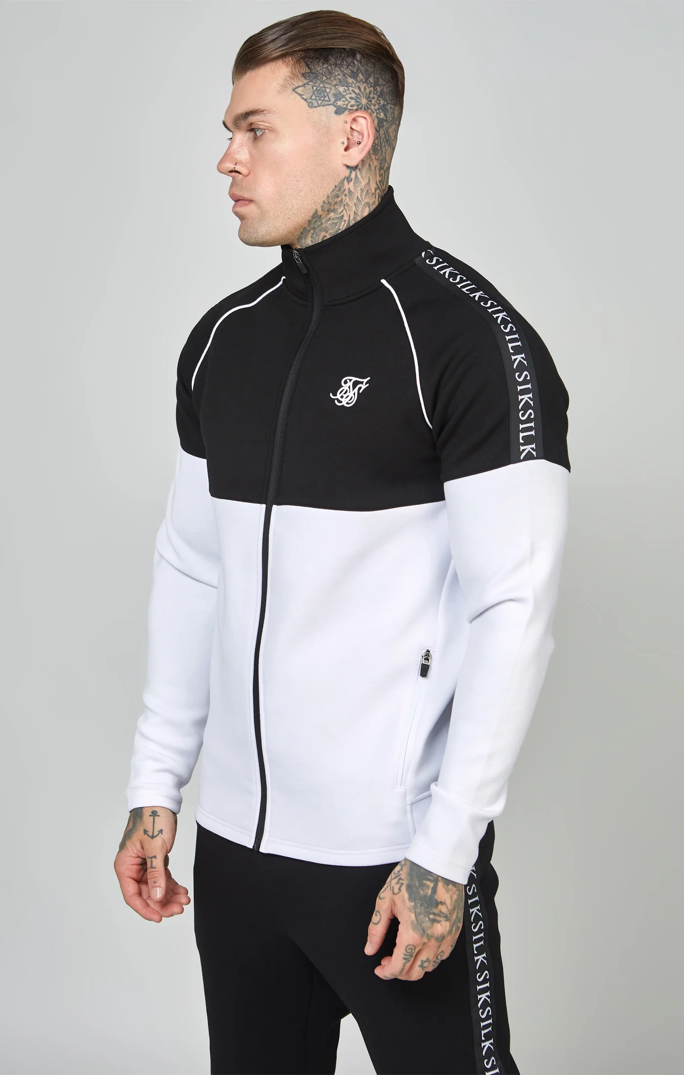 Black Taped Full Zip Top & Jogger Set - Image 2