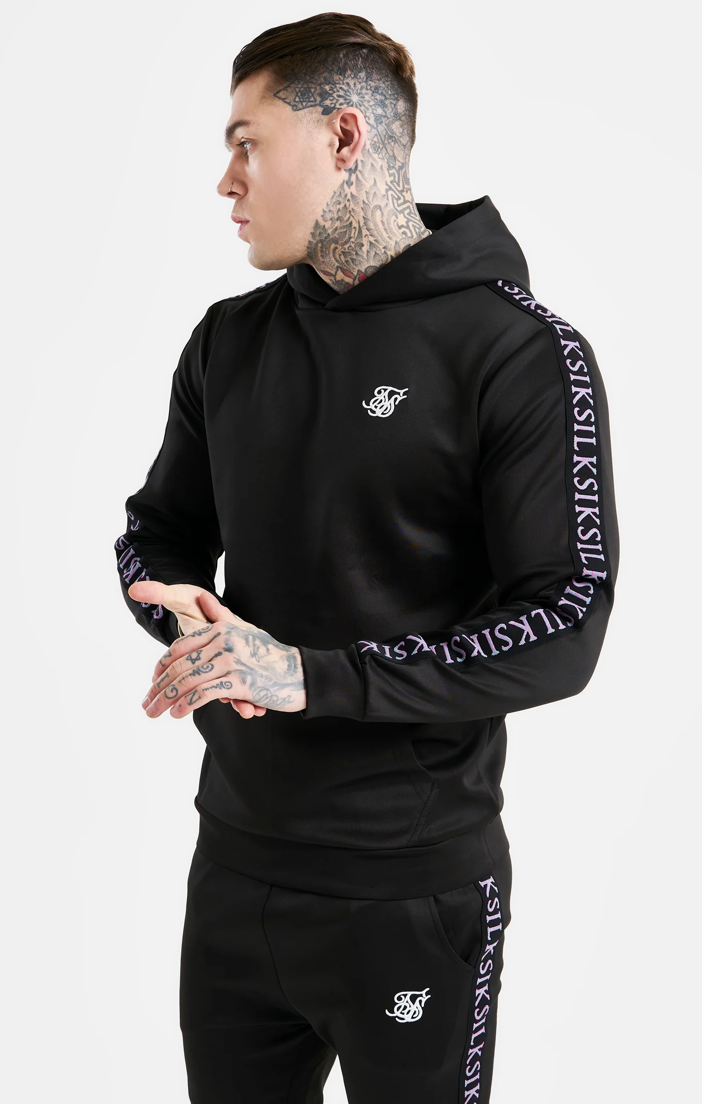 Black Taped Overhead Hoodie