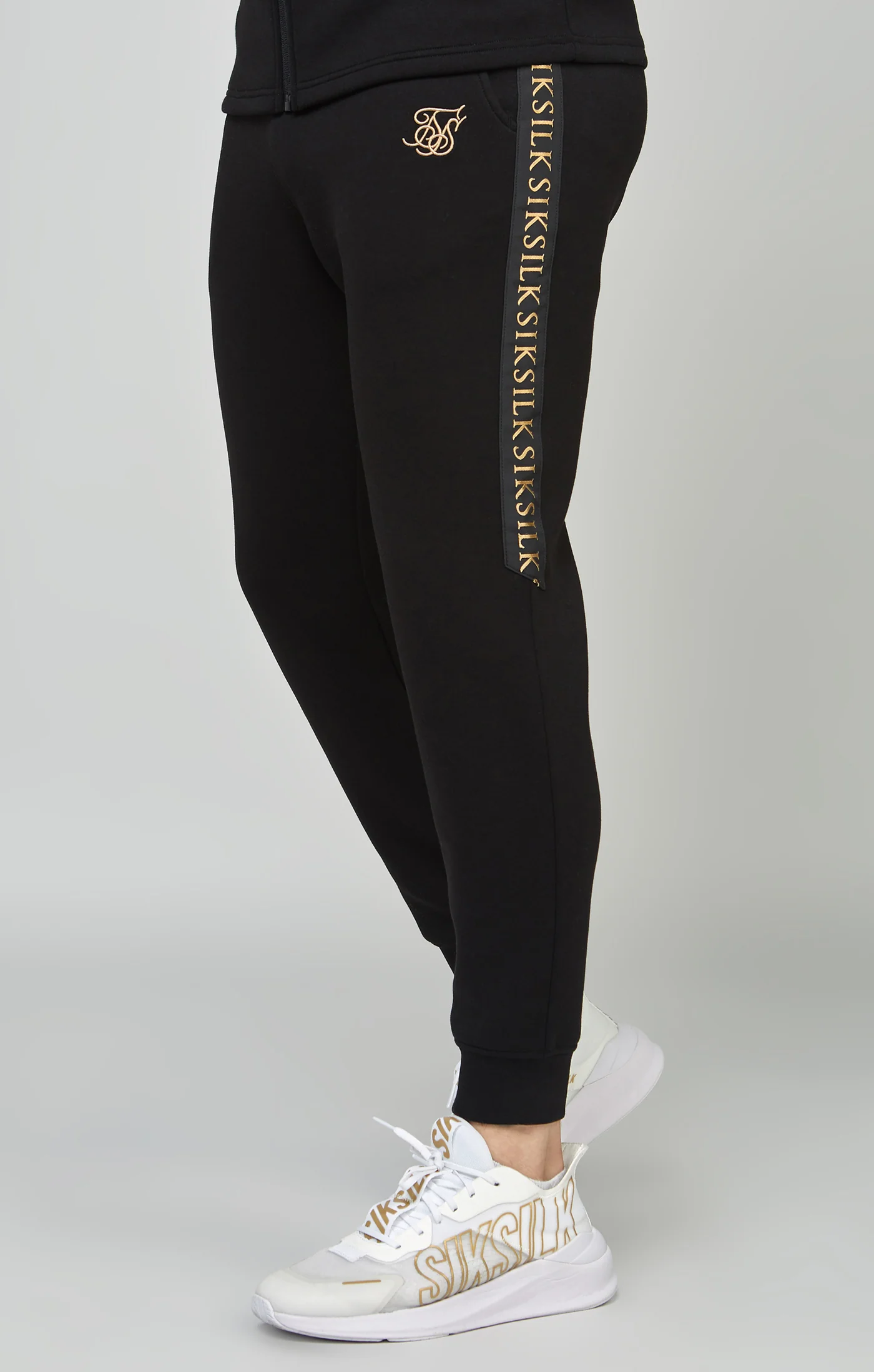 Black Taped Zip Thru Hoodie & Jogger Set - Image 3
