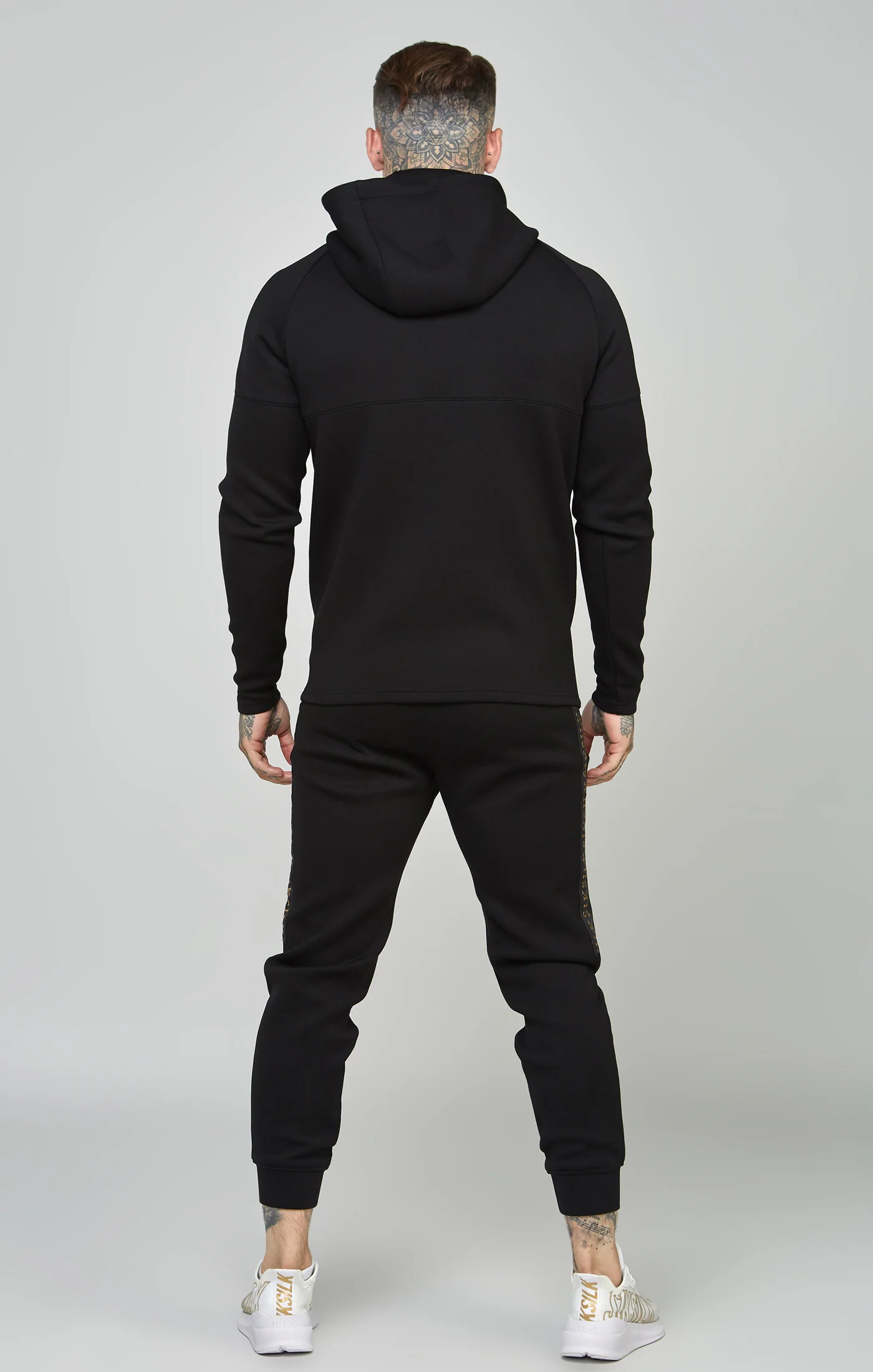 Black Taped Zip Thru Hoodie & Jogger Set - Image 5
