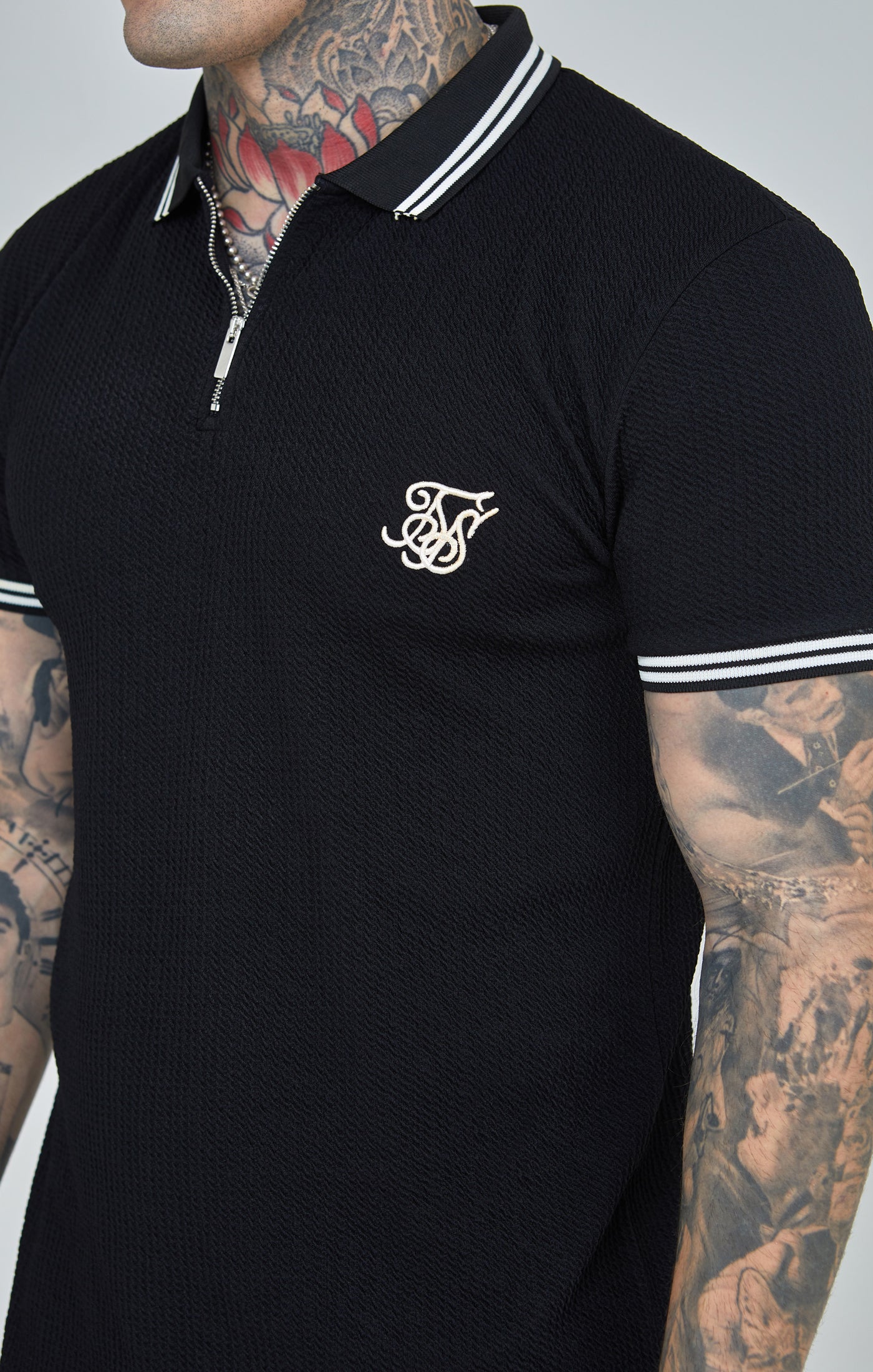 Black Textured Polo Shirt - Image 3