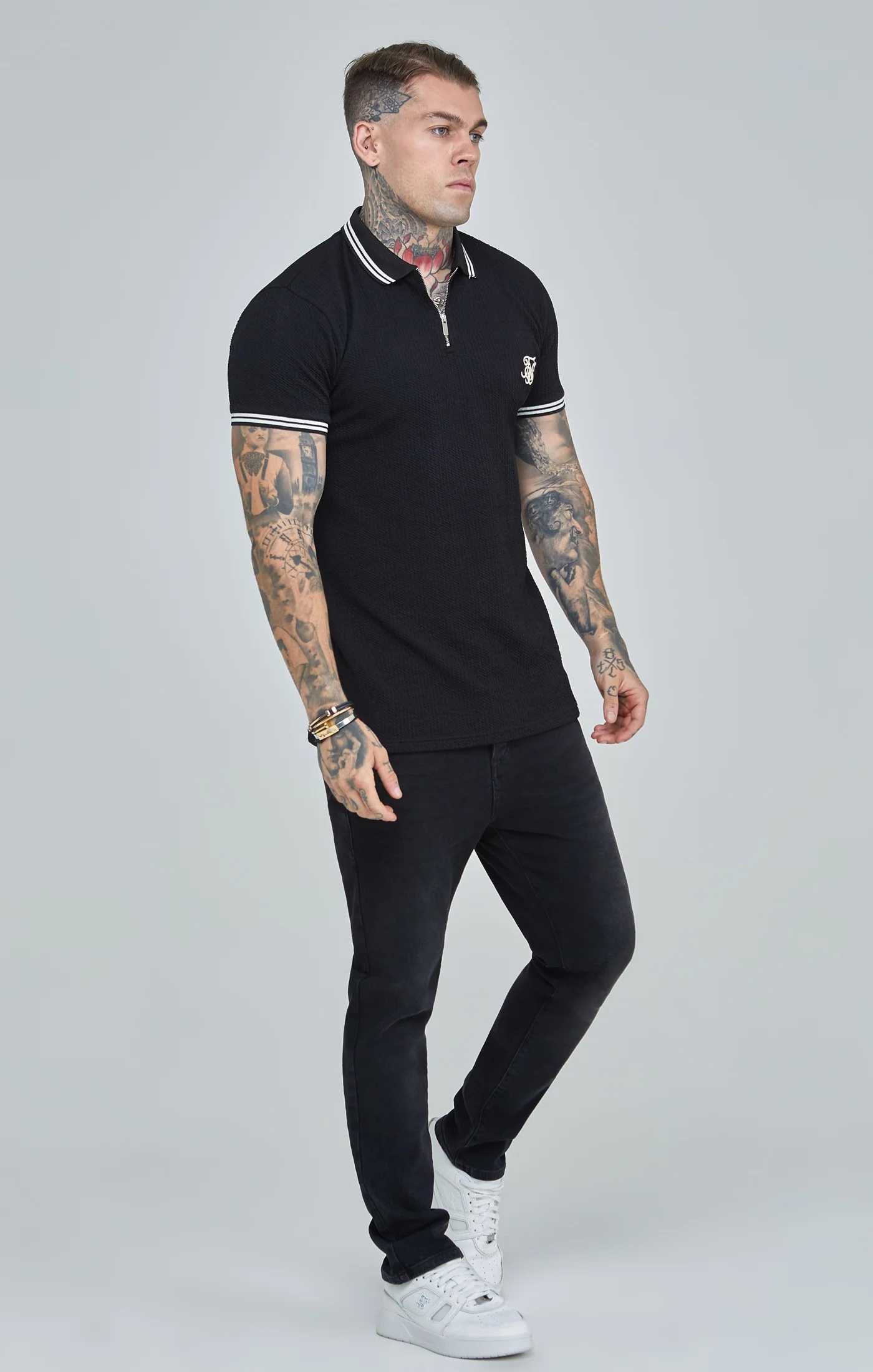 Black Textured Polo Shirt - Image 4
