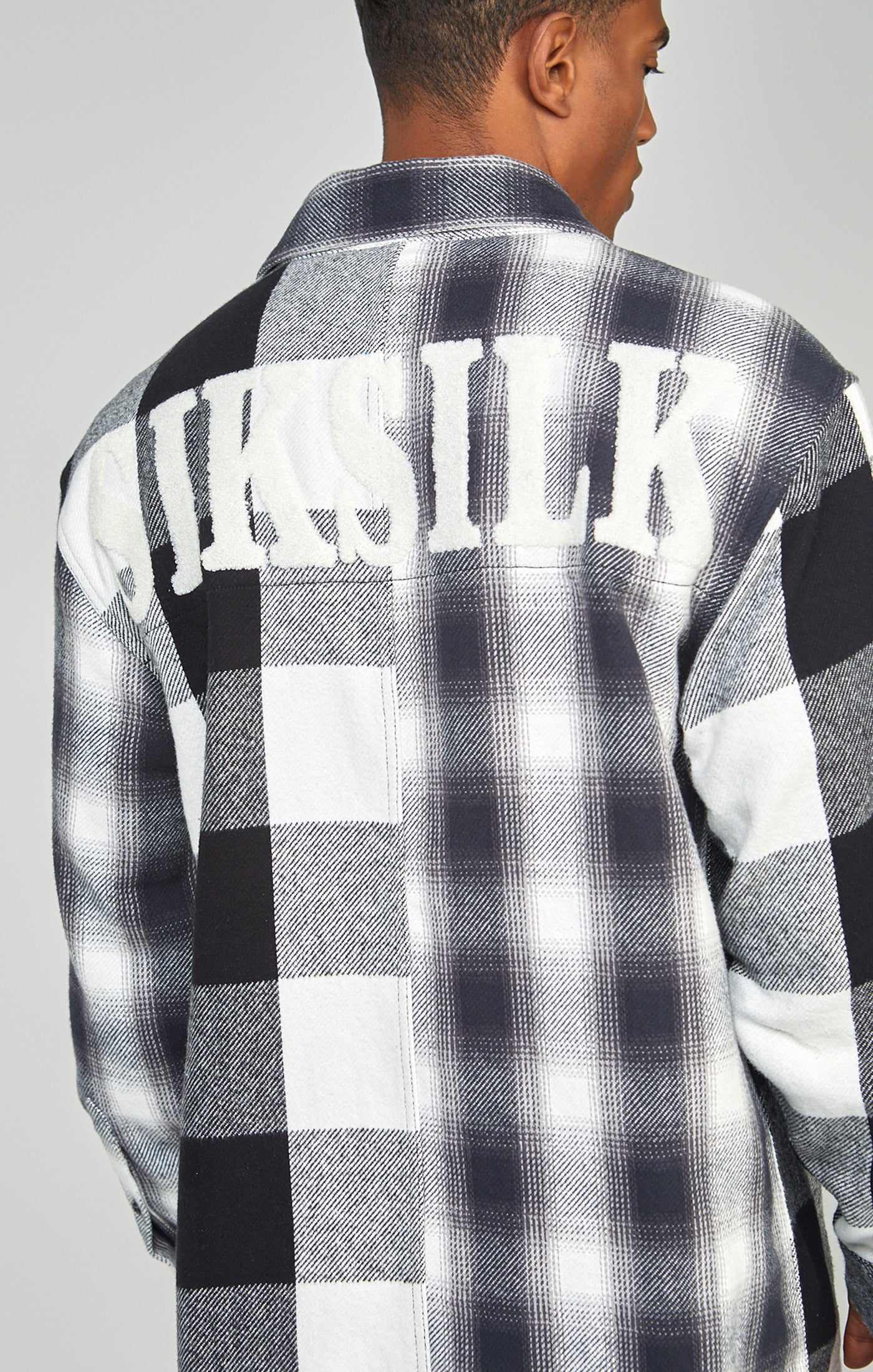 Black Towelling Logo Check Shirt - Image 2