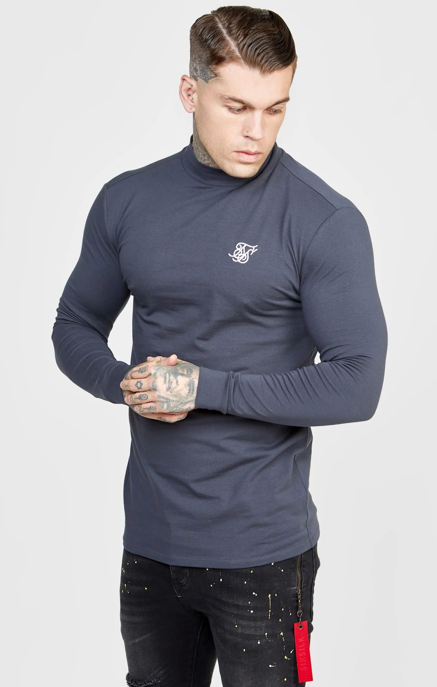 Black Twin Pack Long Sleeve High Neck Muscle Fit T-Shirt - Image 2