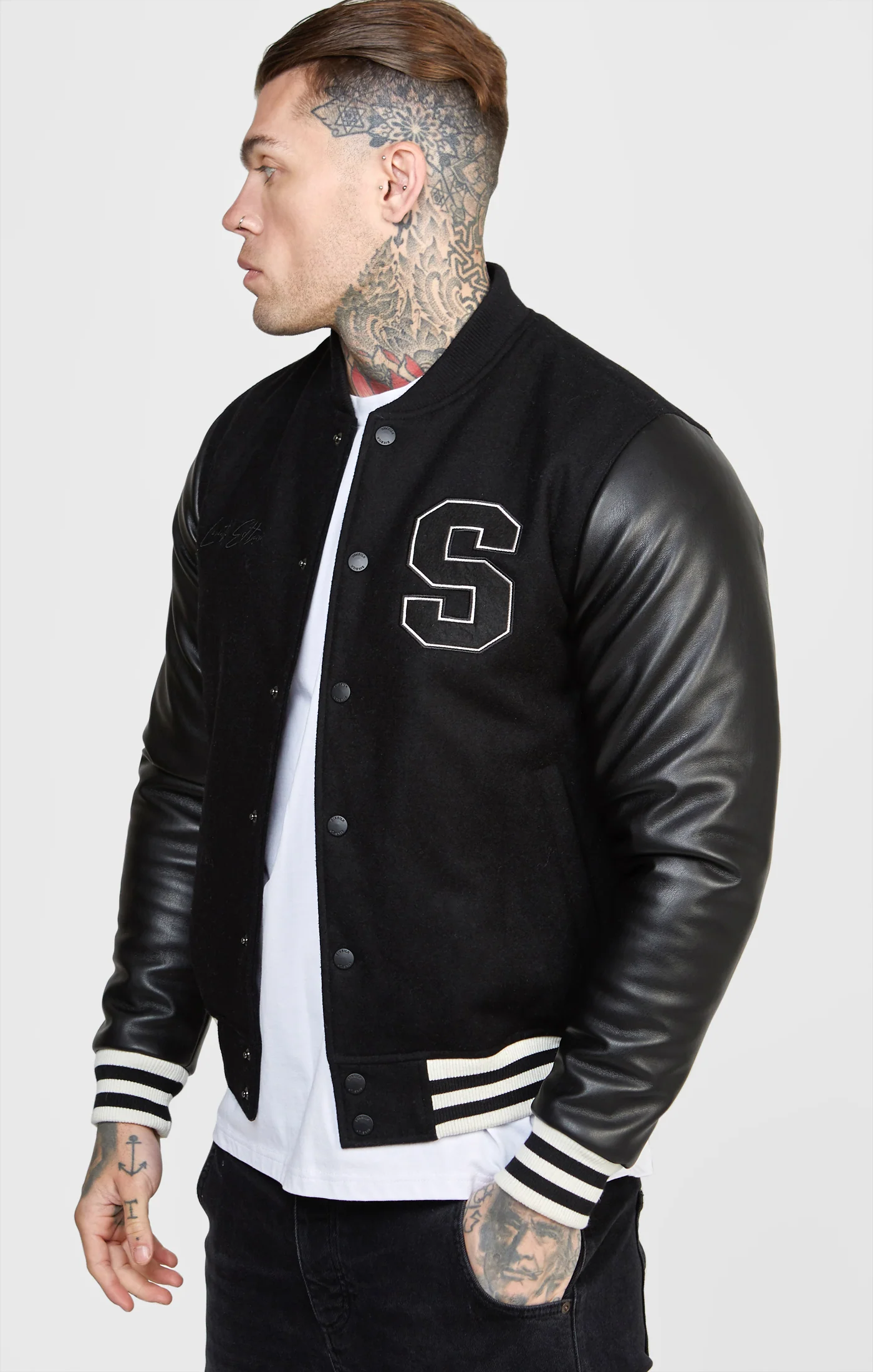 Black Varsity Bomber Jacket