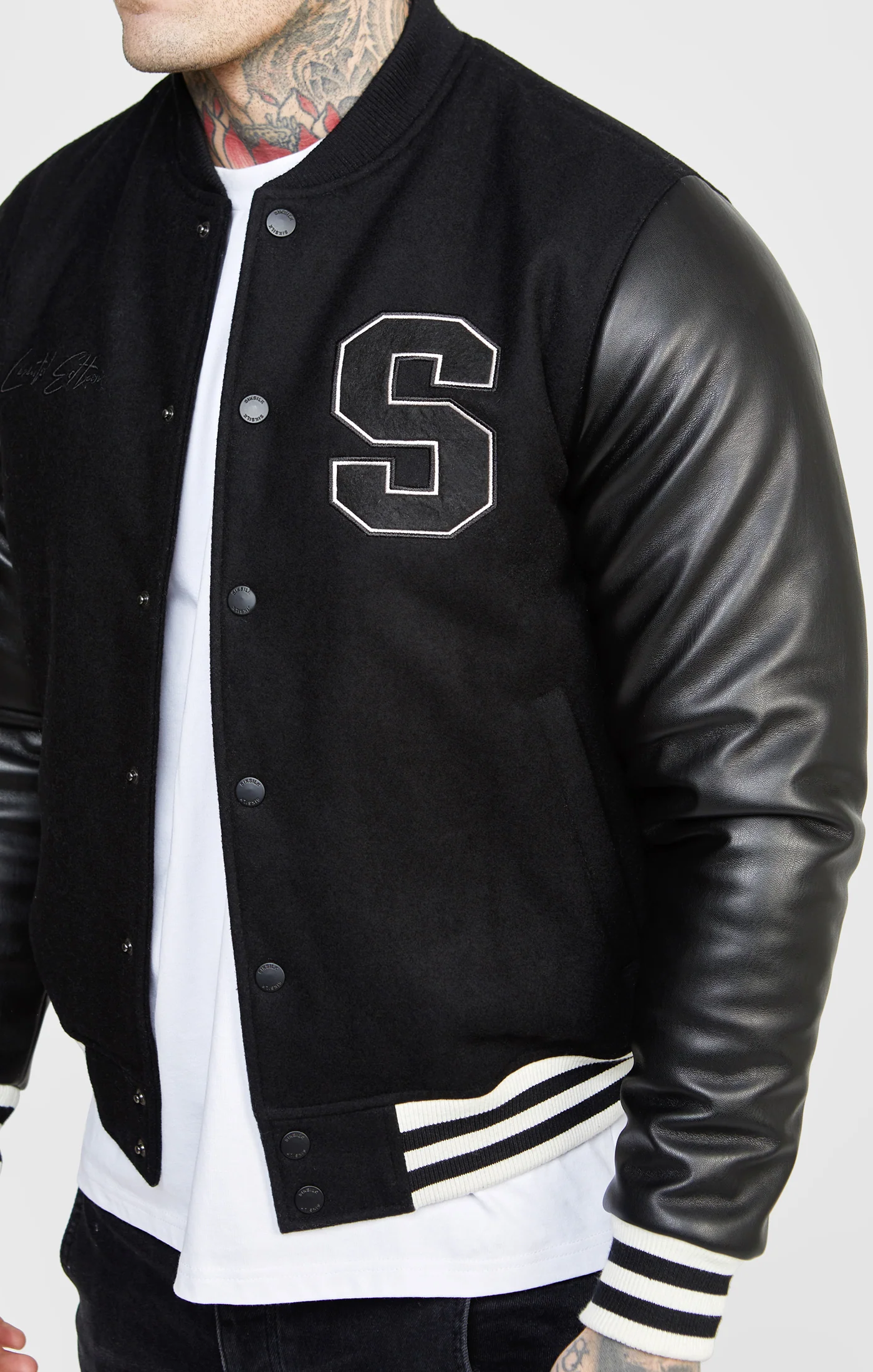 Black Varsity Bomber Jacket - Image 2