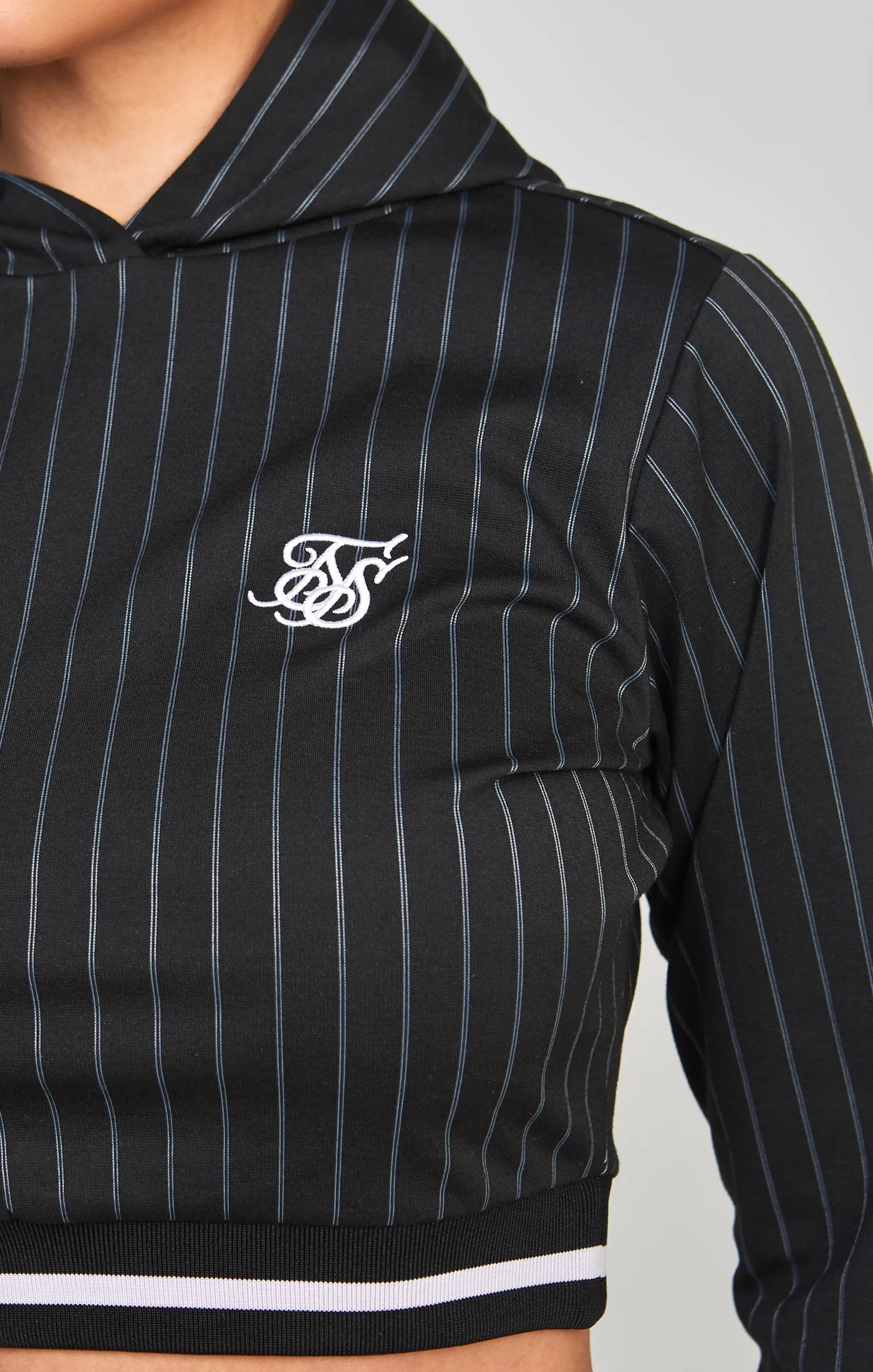 Black Varsity Crop Track Top - Image 2
