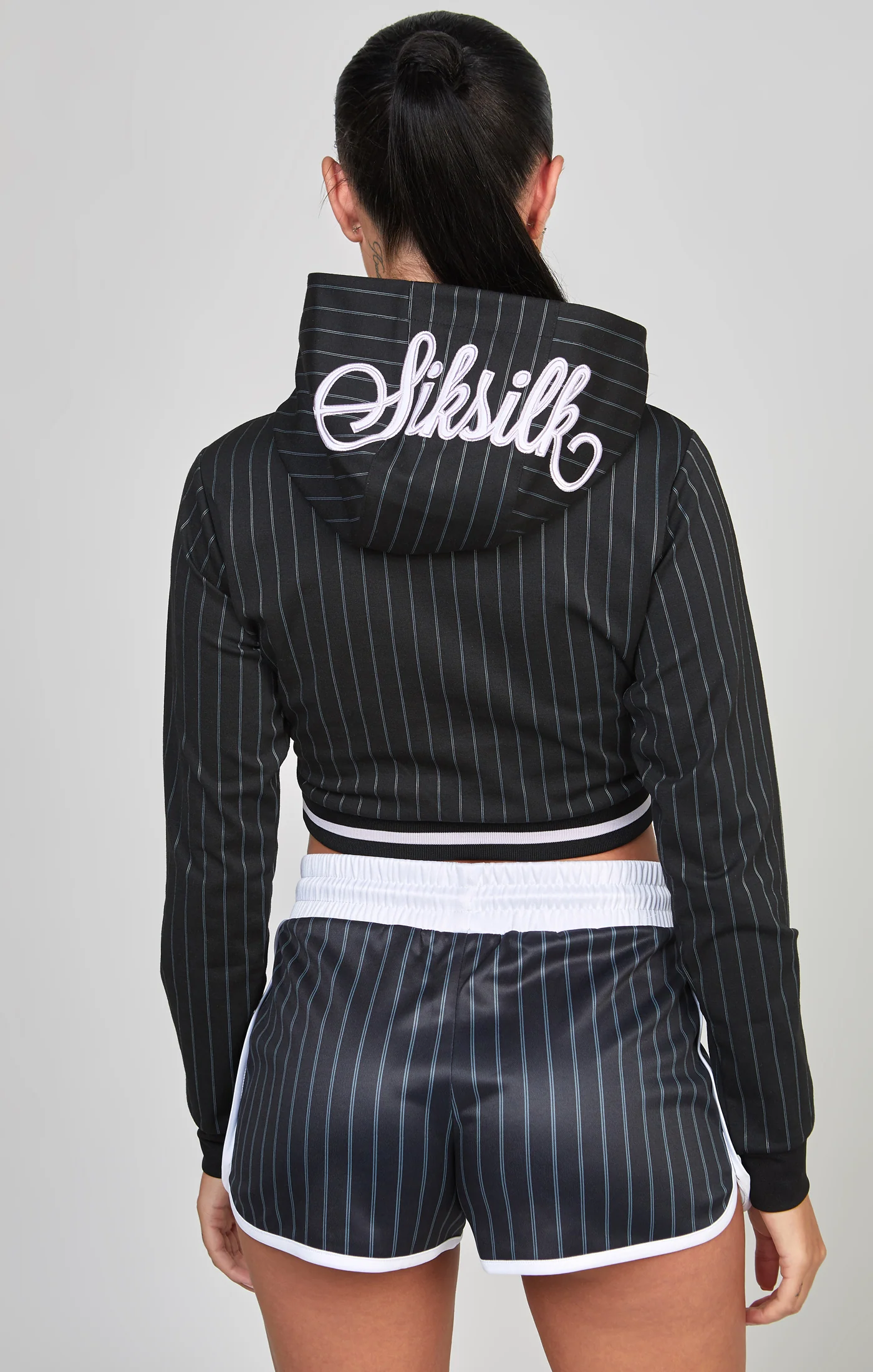 Black Varsity Crop Track Top - Image 6