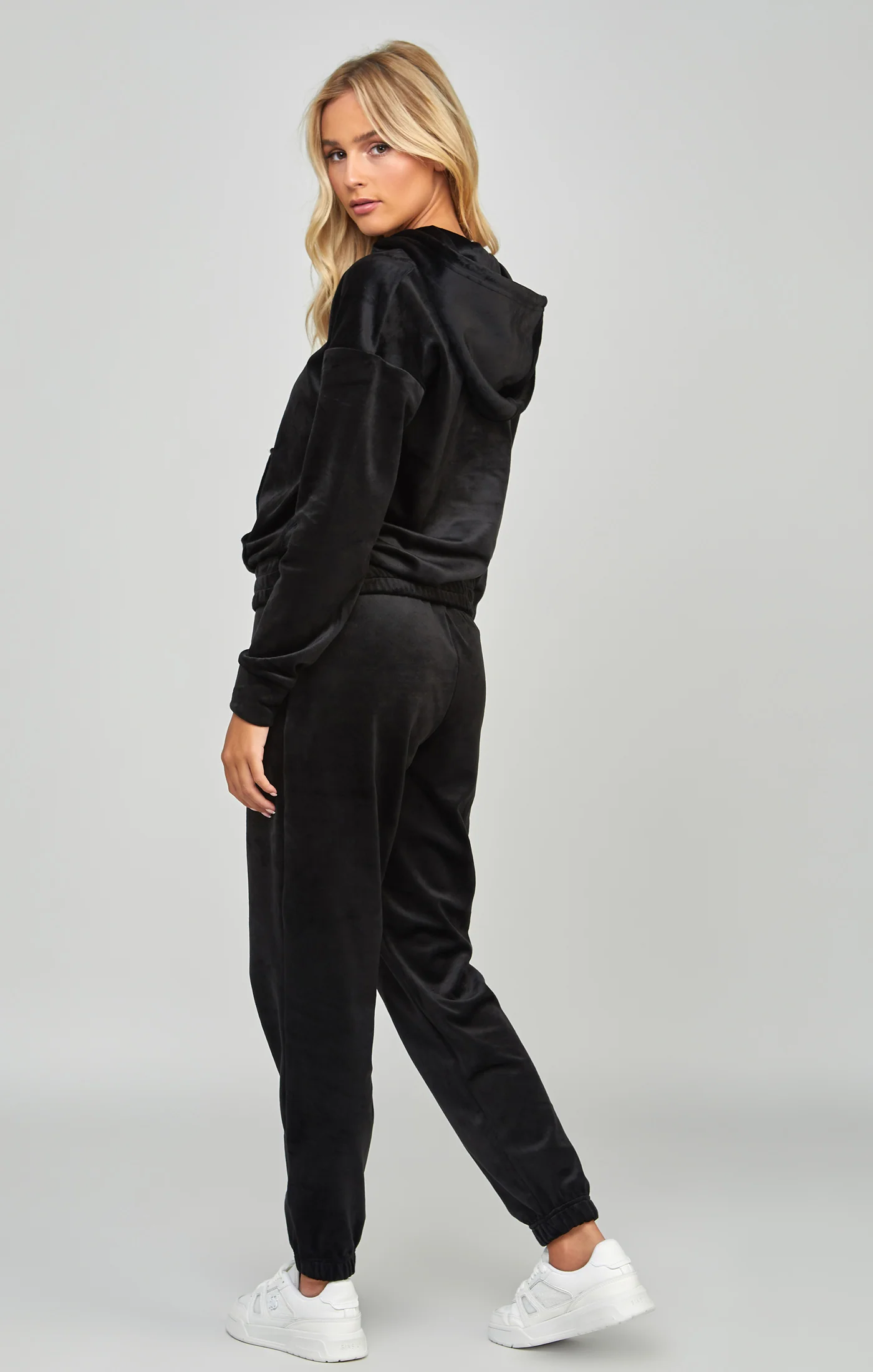 Black Velour Oversized 1/4 Zip Top - Image 5