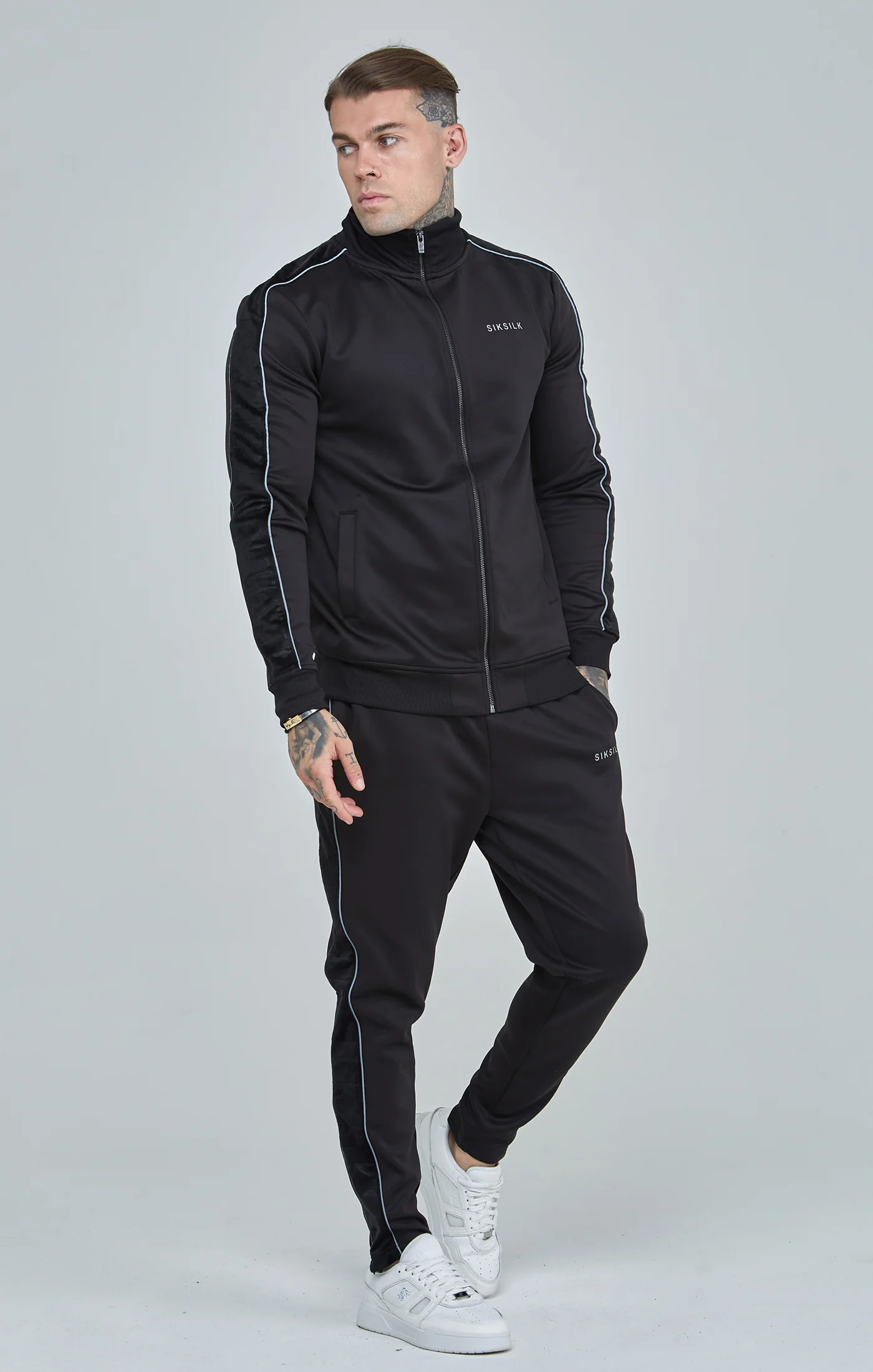 Black Velour Panelled Track Pants - Image 2