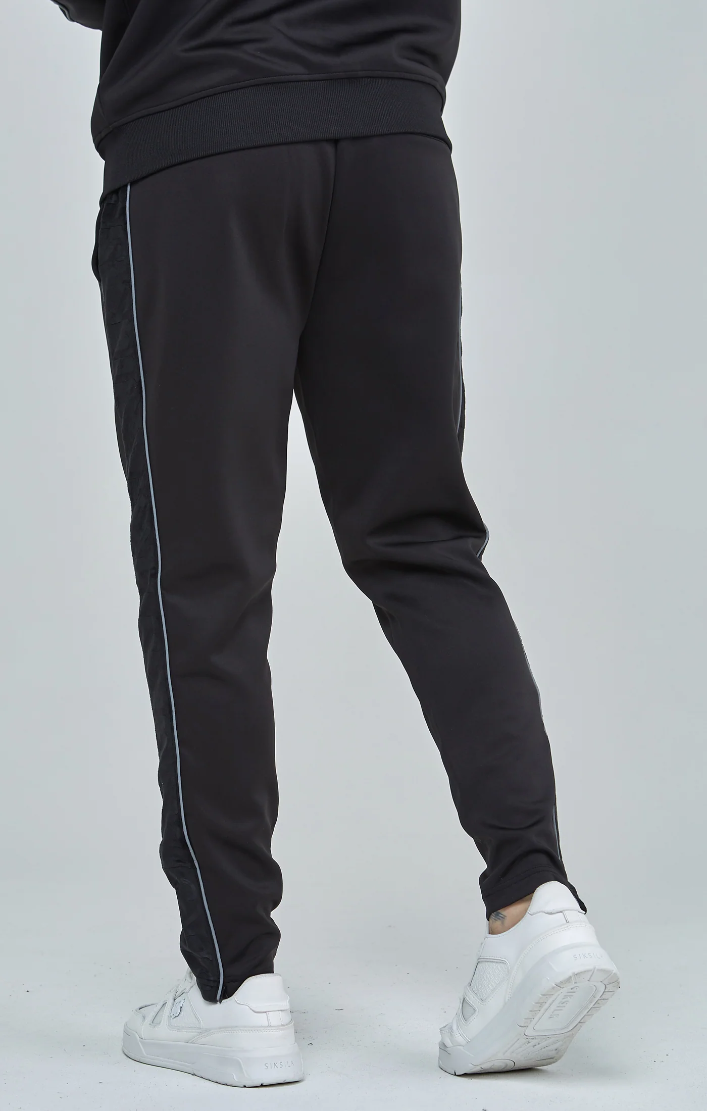 Black Velour Panelled Track Pants - Image 4