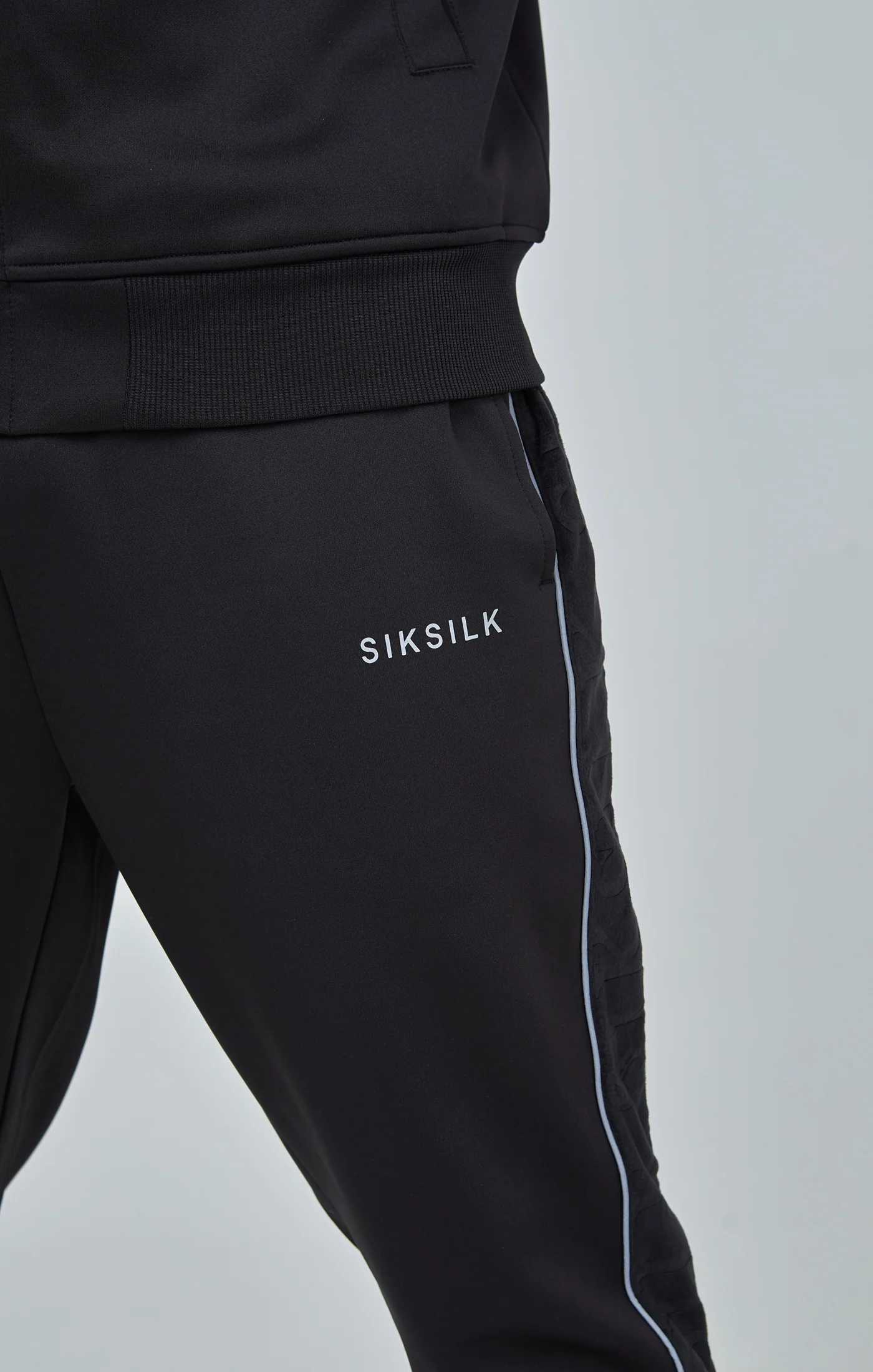Black Velour Panelled Track Pants - Image 6