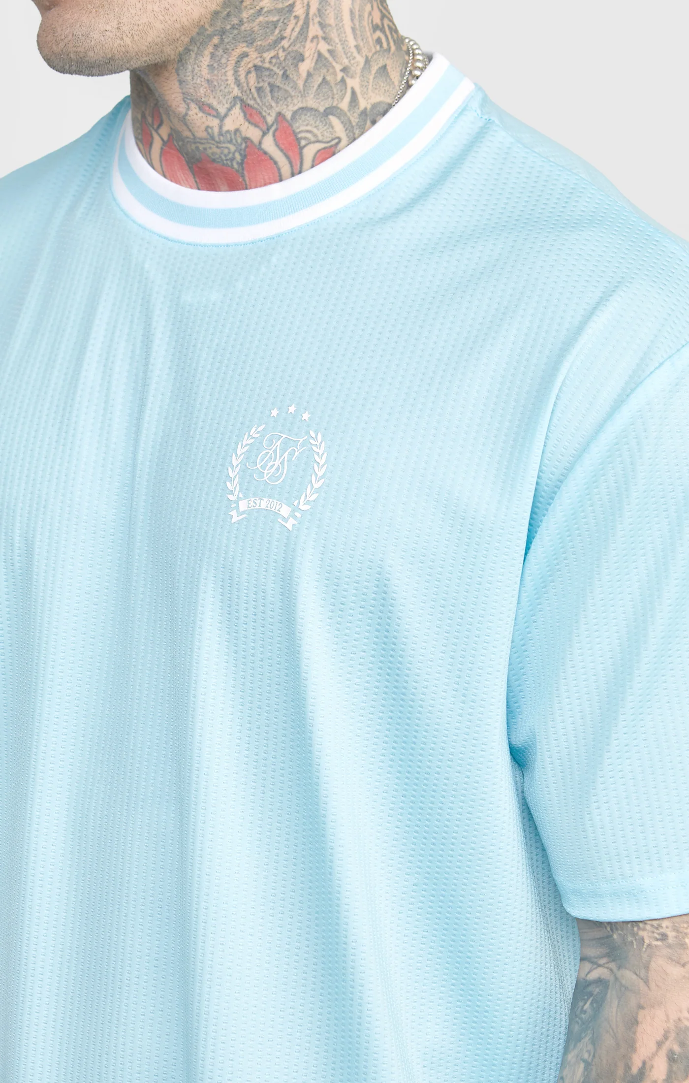 Blue Mesh Drop Shoulder Tee - Image 2