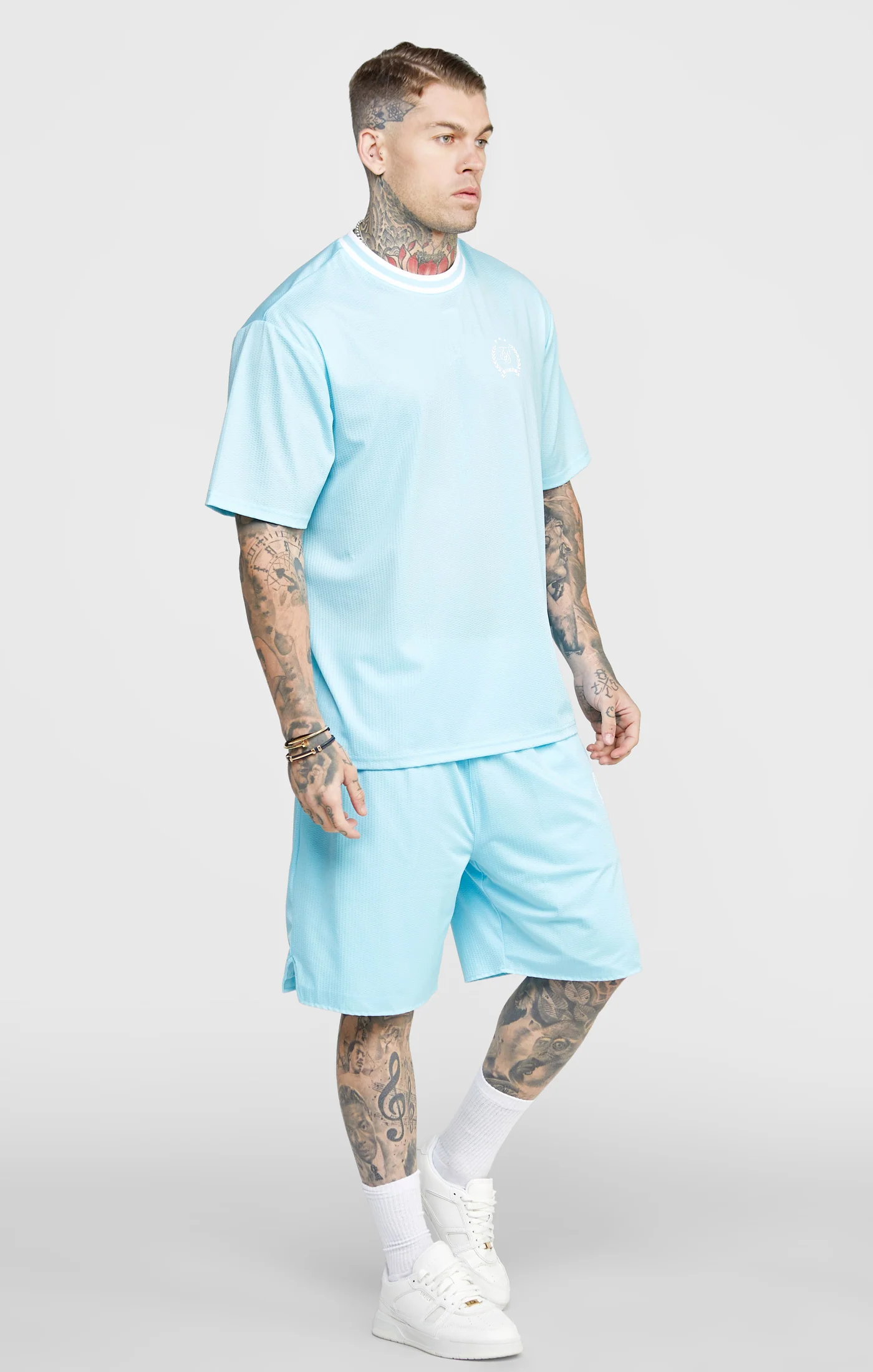 Blue Mesh Drop Shoulder Tee - Image 3