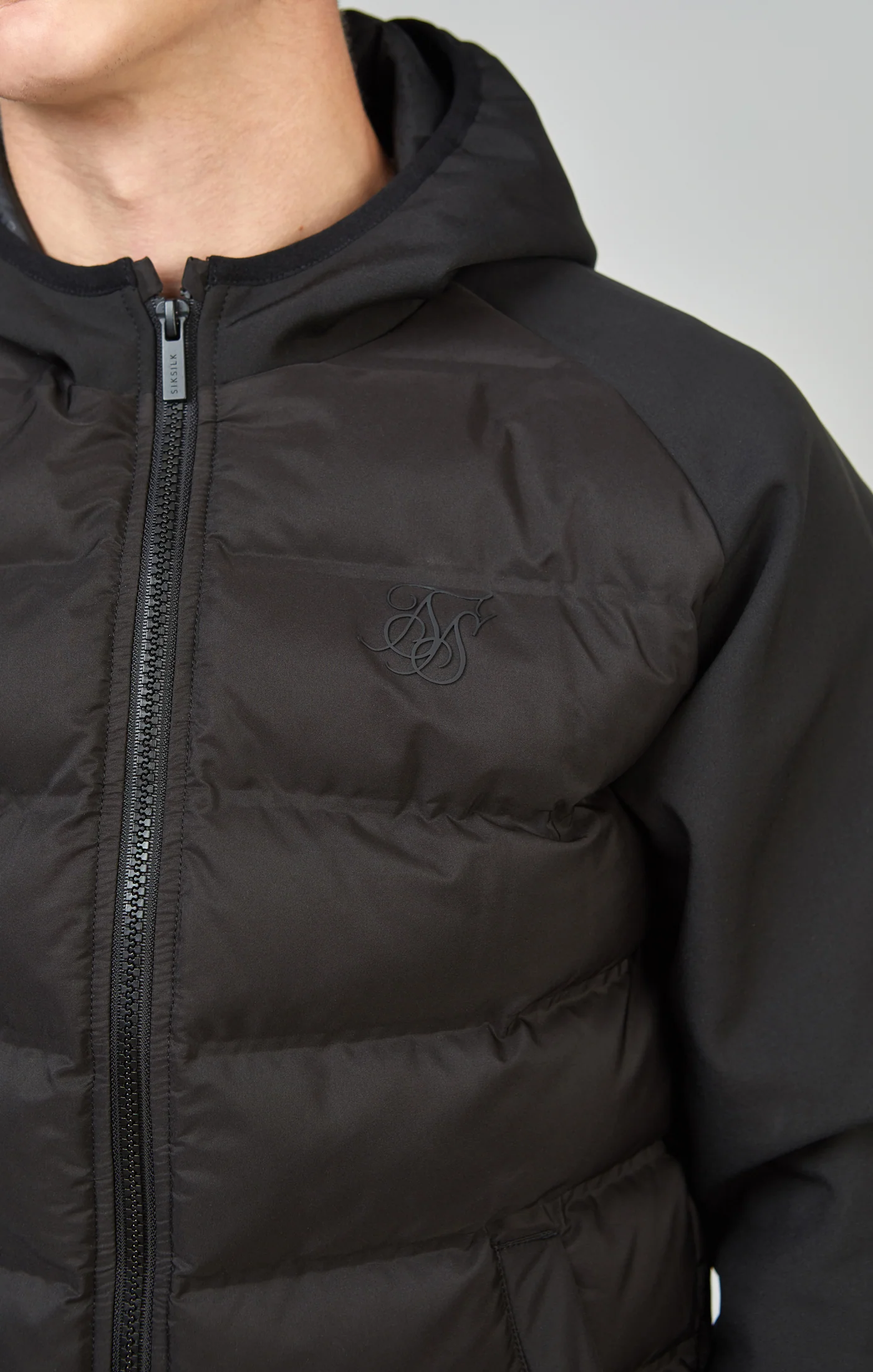 Boys Black Neoprene Sleeve Bubble Jacket - Image 3