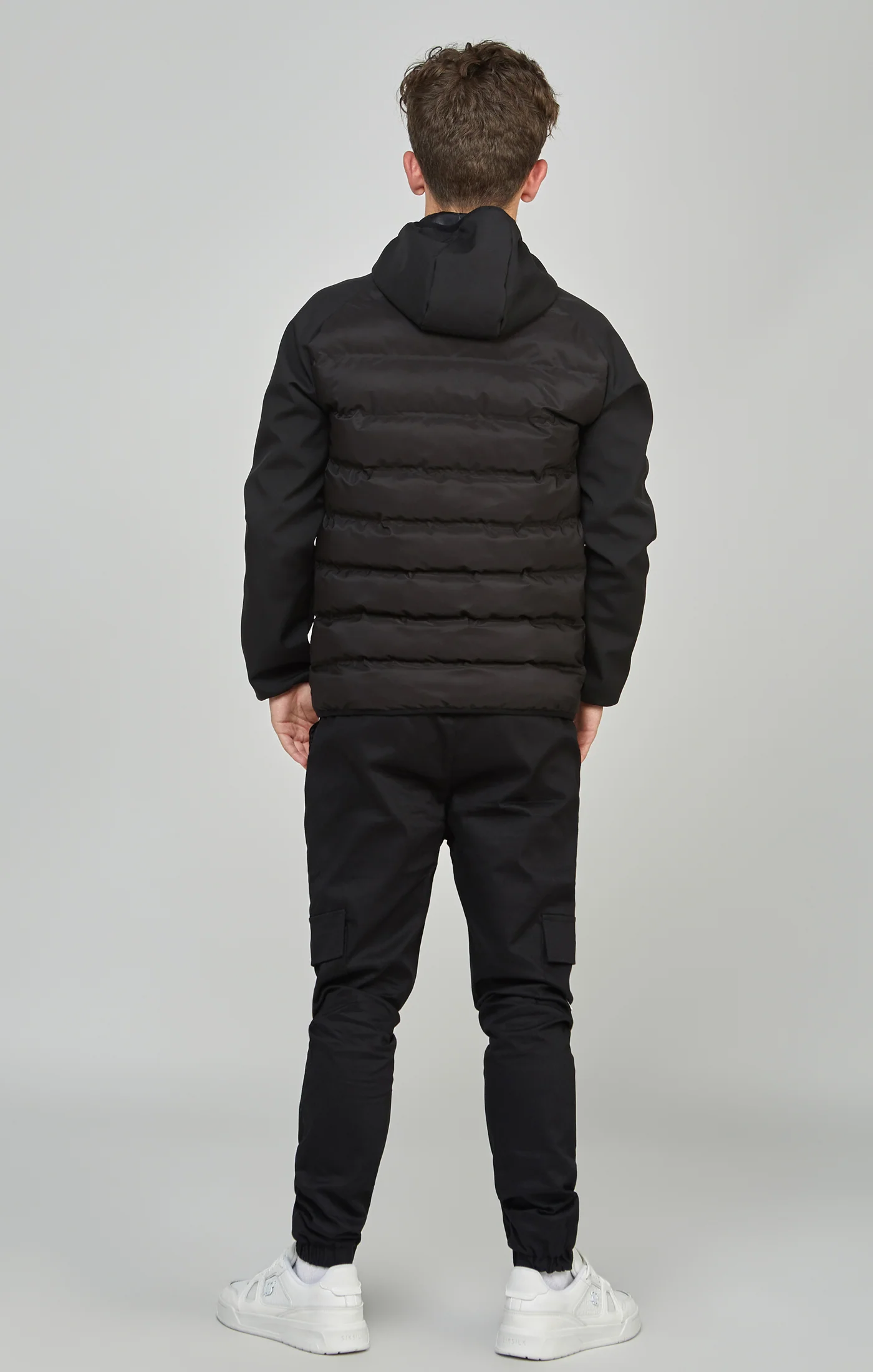 Boys Black Neoprene Sleeve Bubble Jacket - Image 5