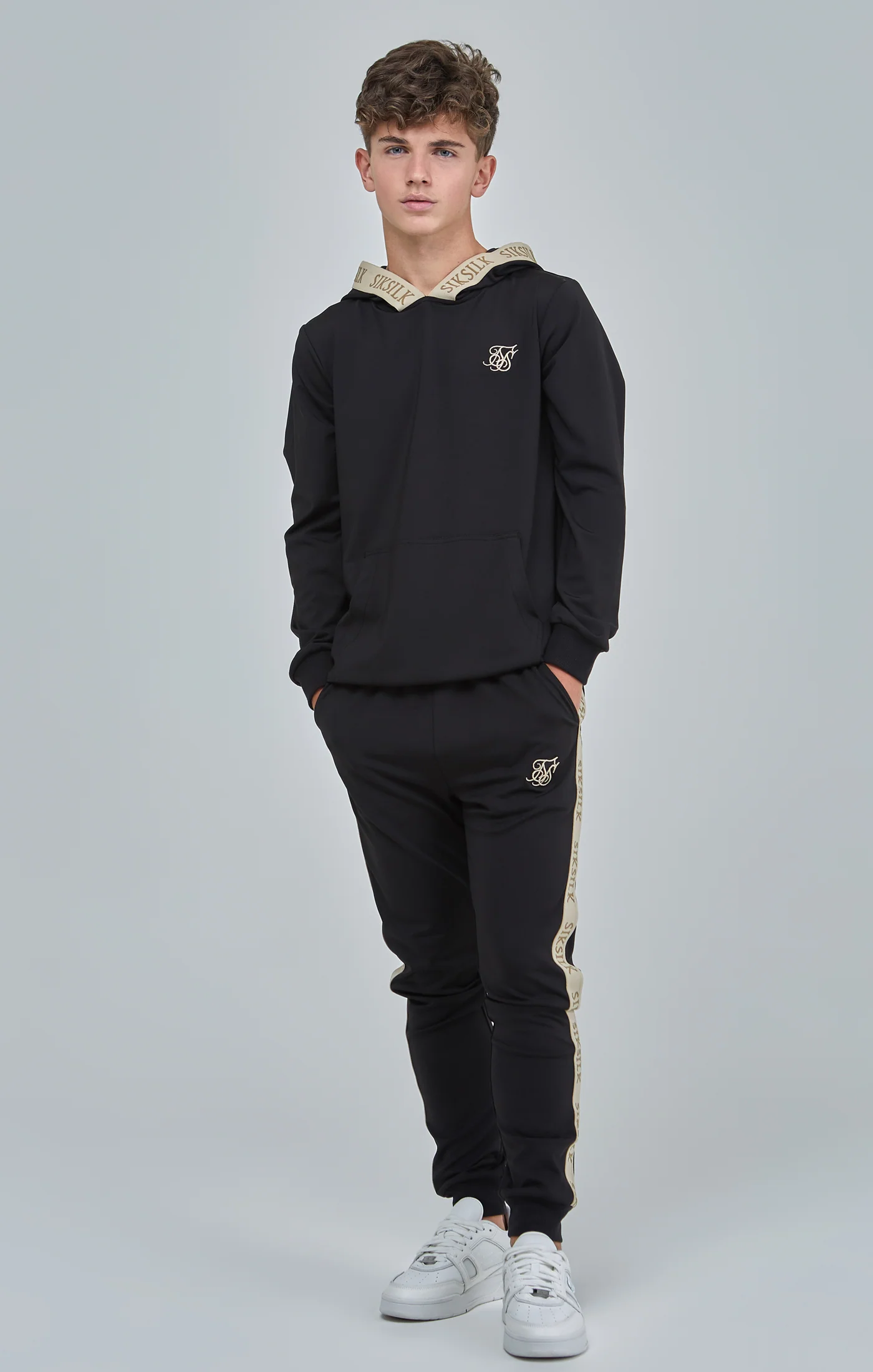 Boys Black Taped Hoodie - Image 4