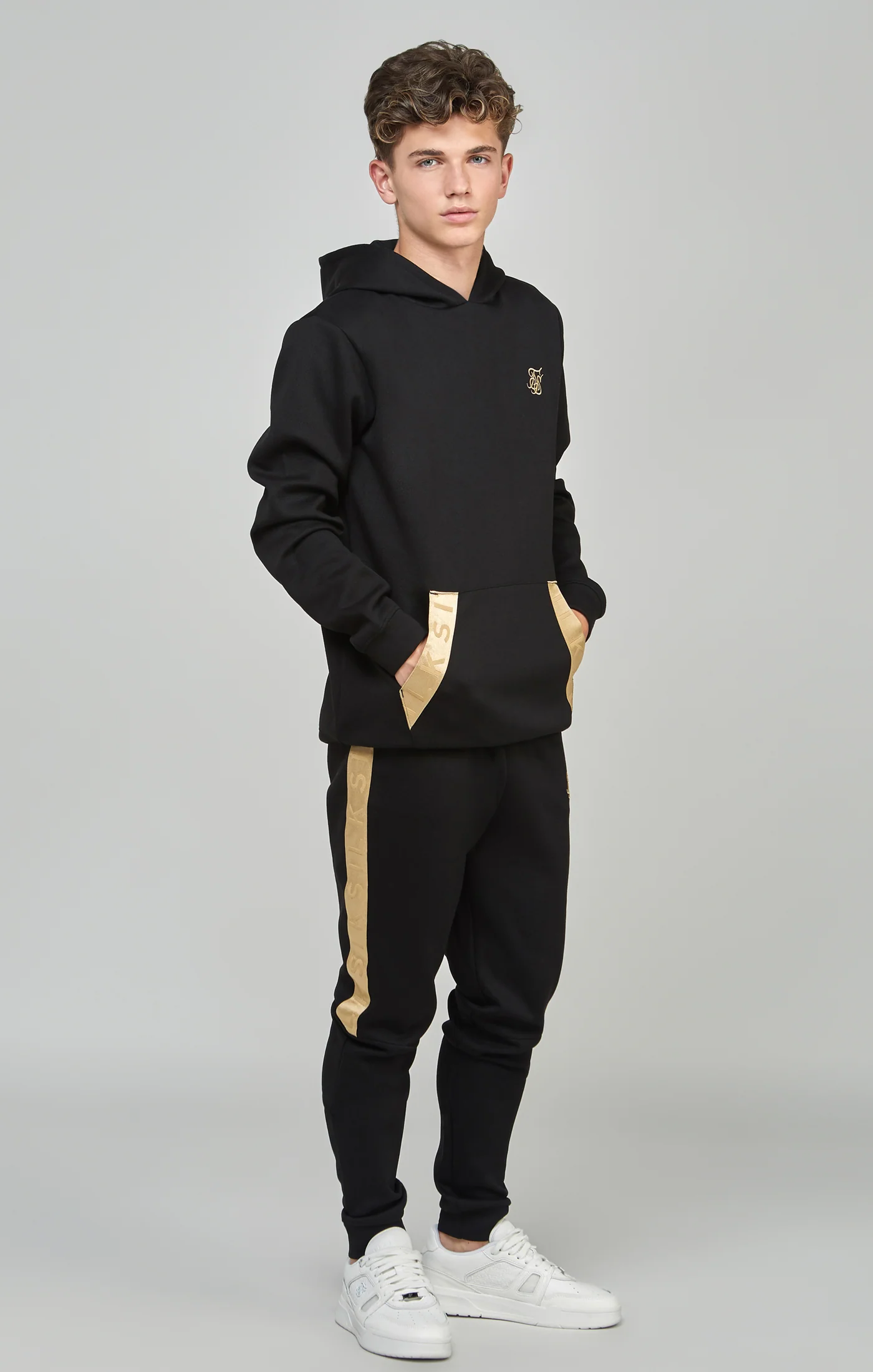 Boys Black Taped Hoodie - Image 4