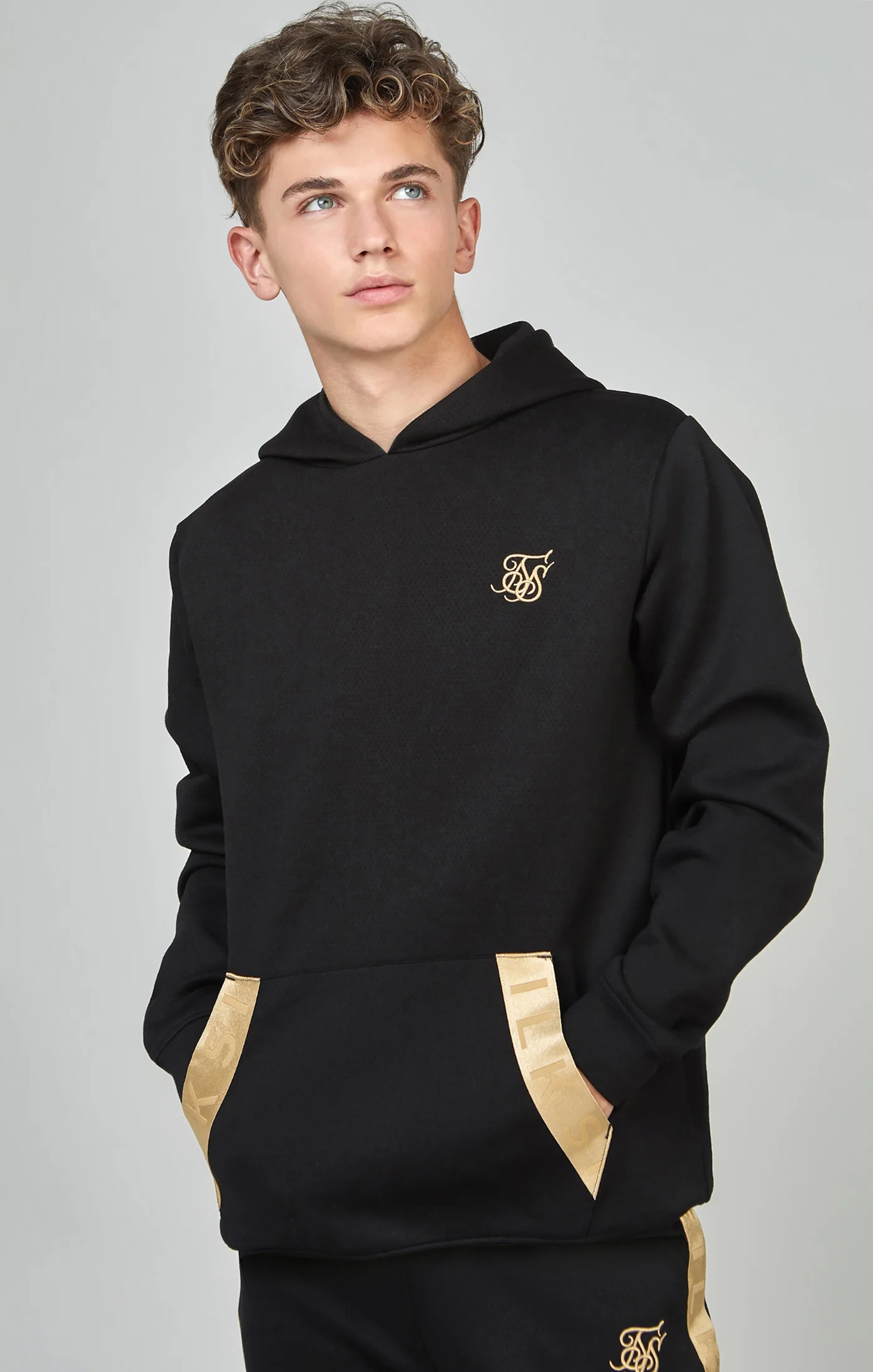 Boys Black Taped Hoodie - Image 6