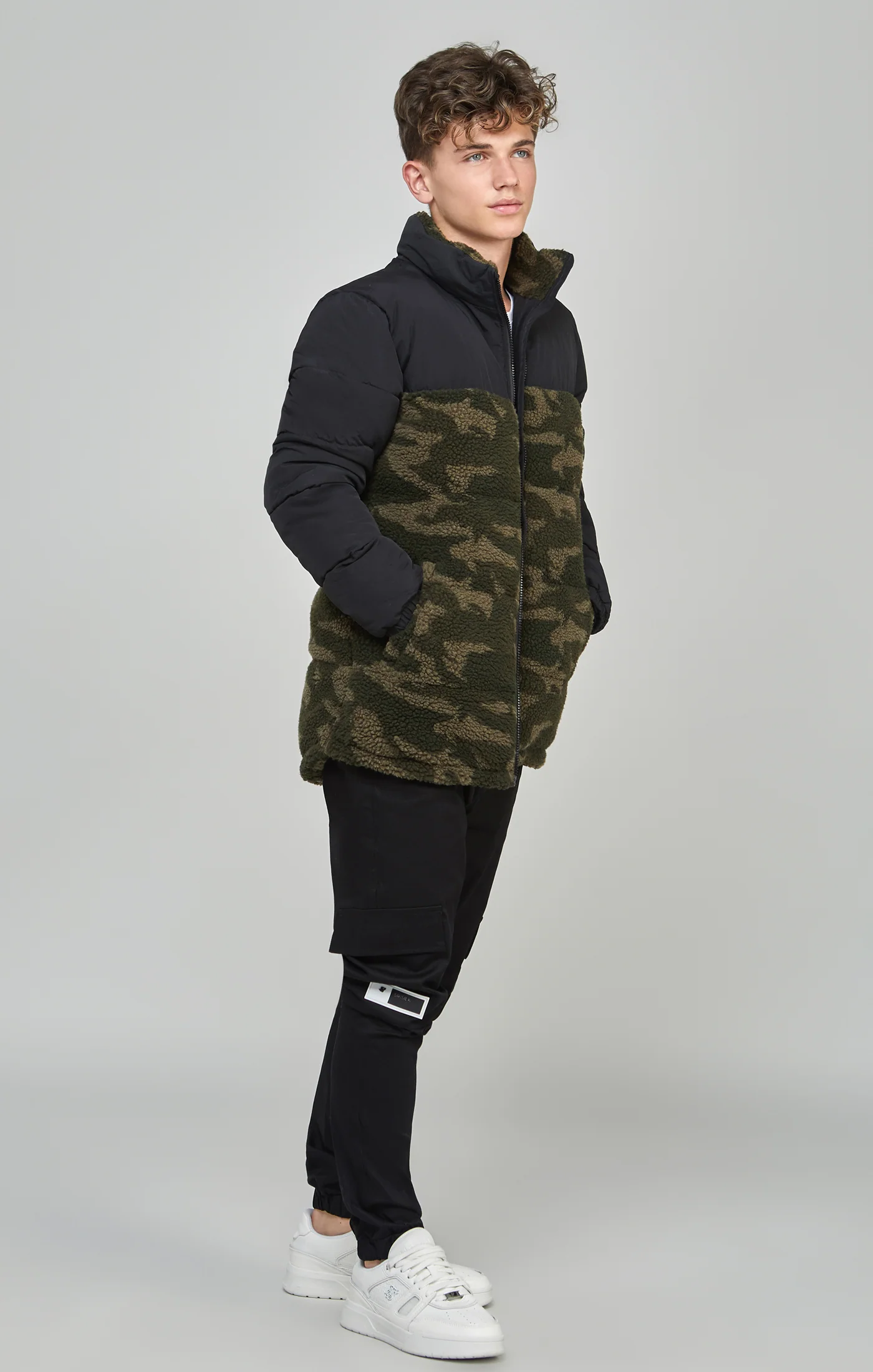 Boys Camo Borg Puffer Jacket - Image 3
