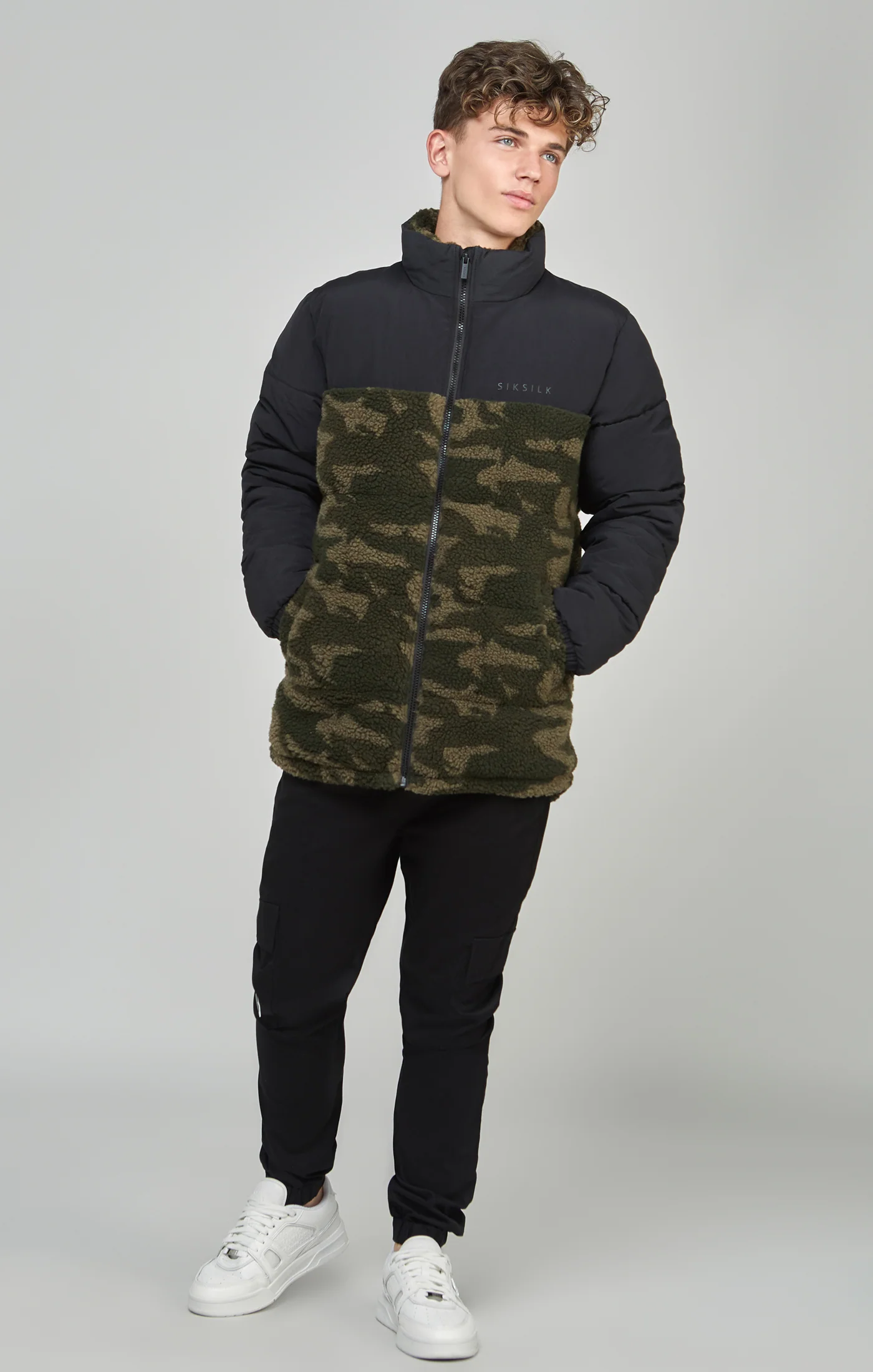 Boys Camo Borg Puffer Jacket - Image 4