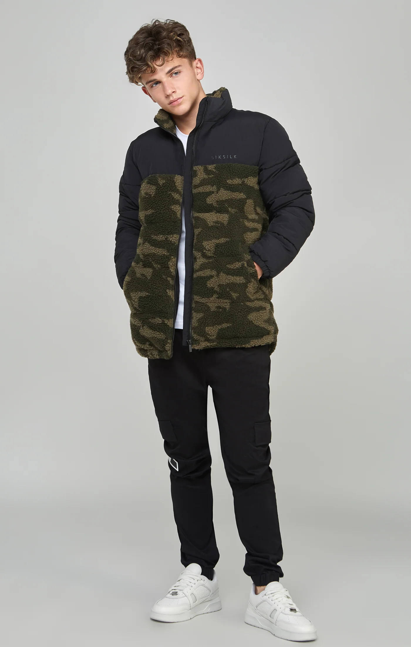 Boys Camo Borg Puffer Jacket - Image 6