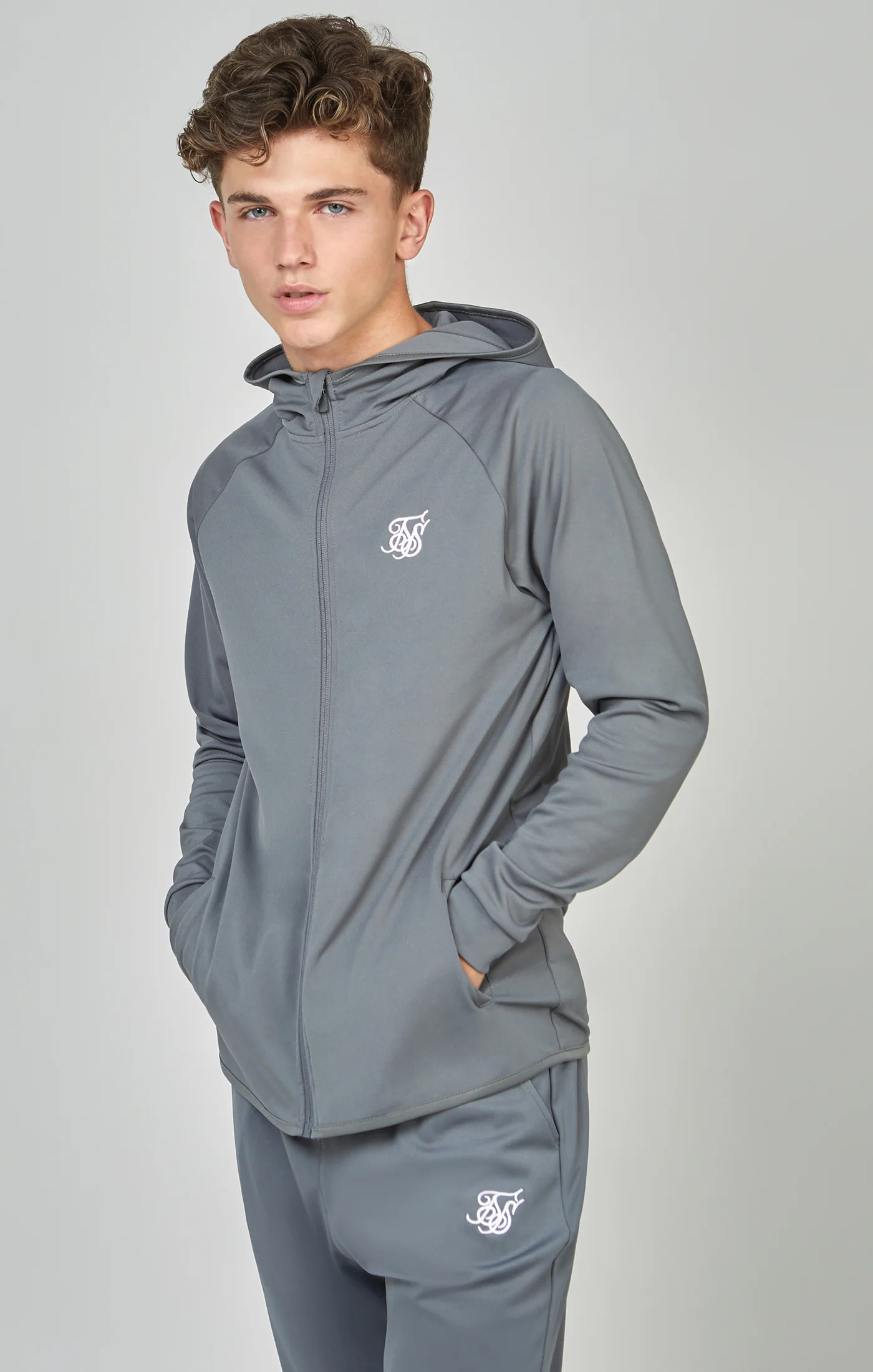 Boys Grey Zip Thru & Jogger Tracksuit - Image 2