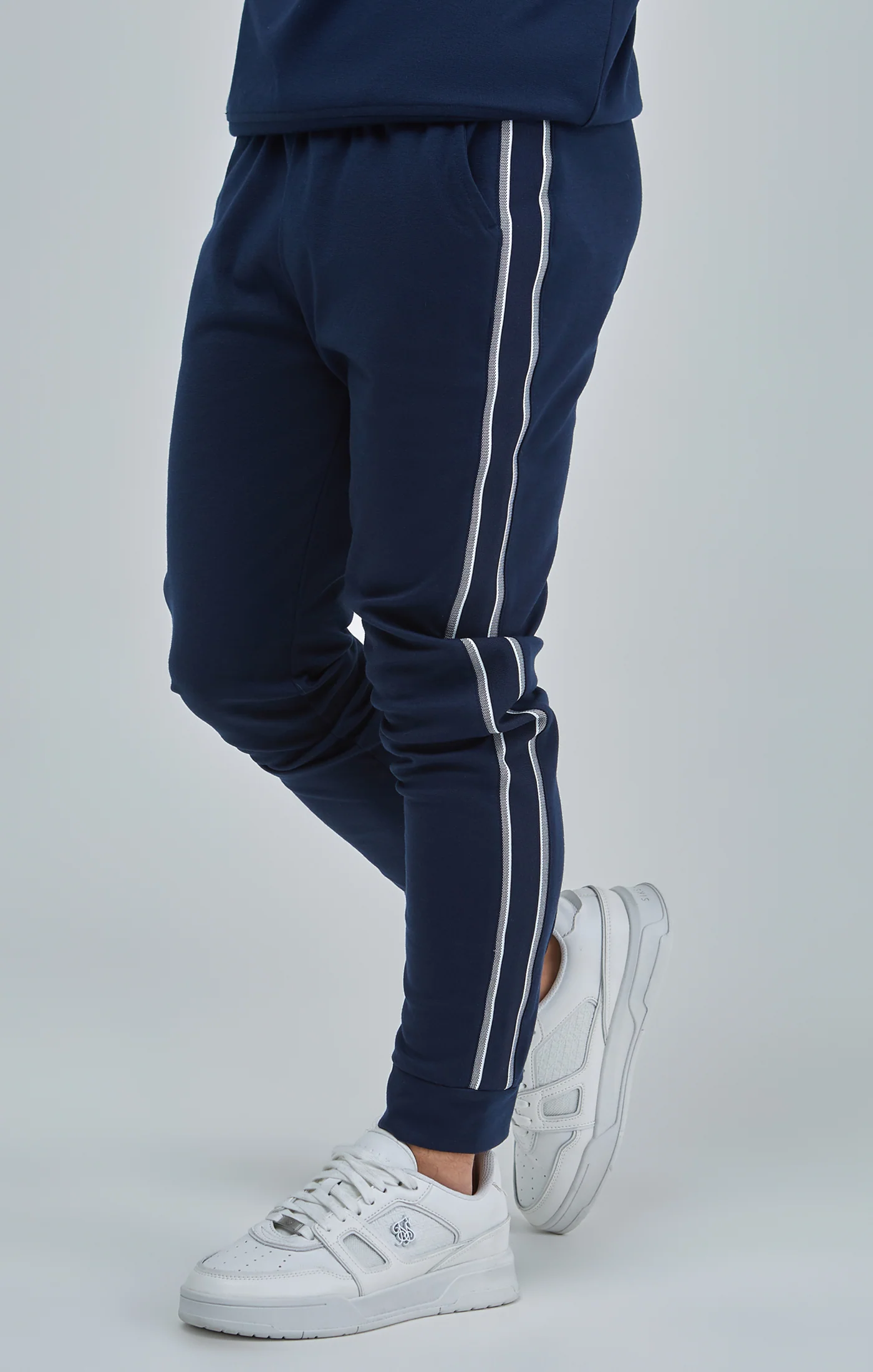 Boys Navy Panel Detail Skinny Joggers