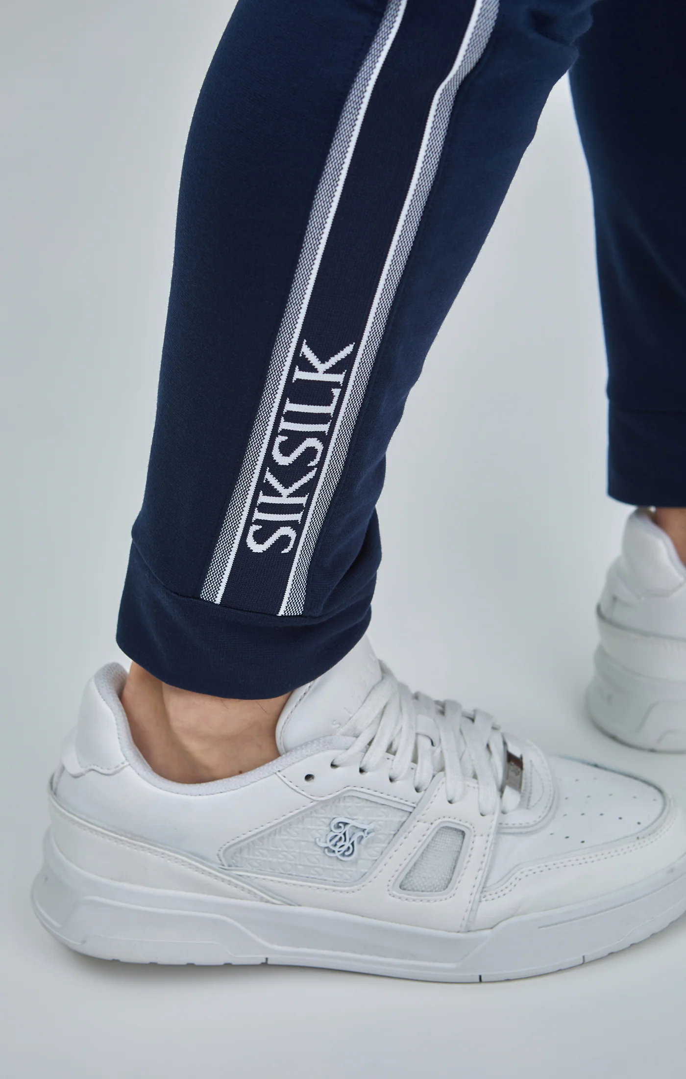 Boys Navy Panel Detail Skinny Joggers - Image 6