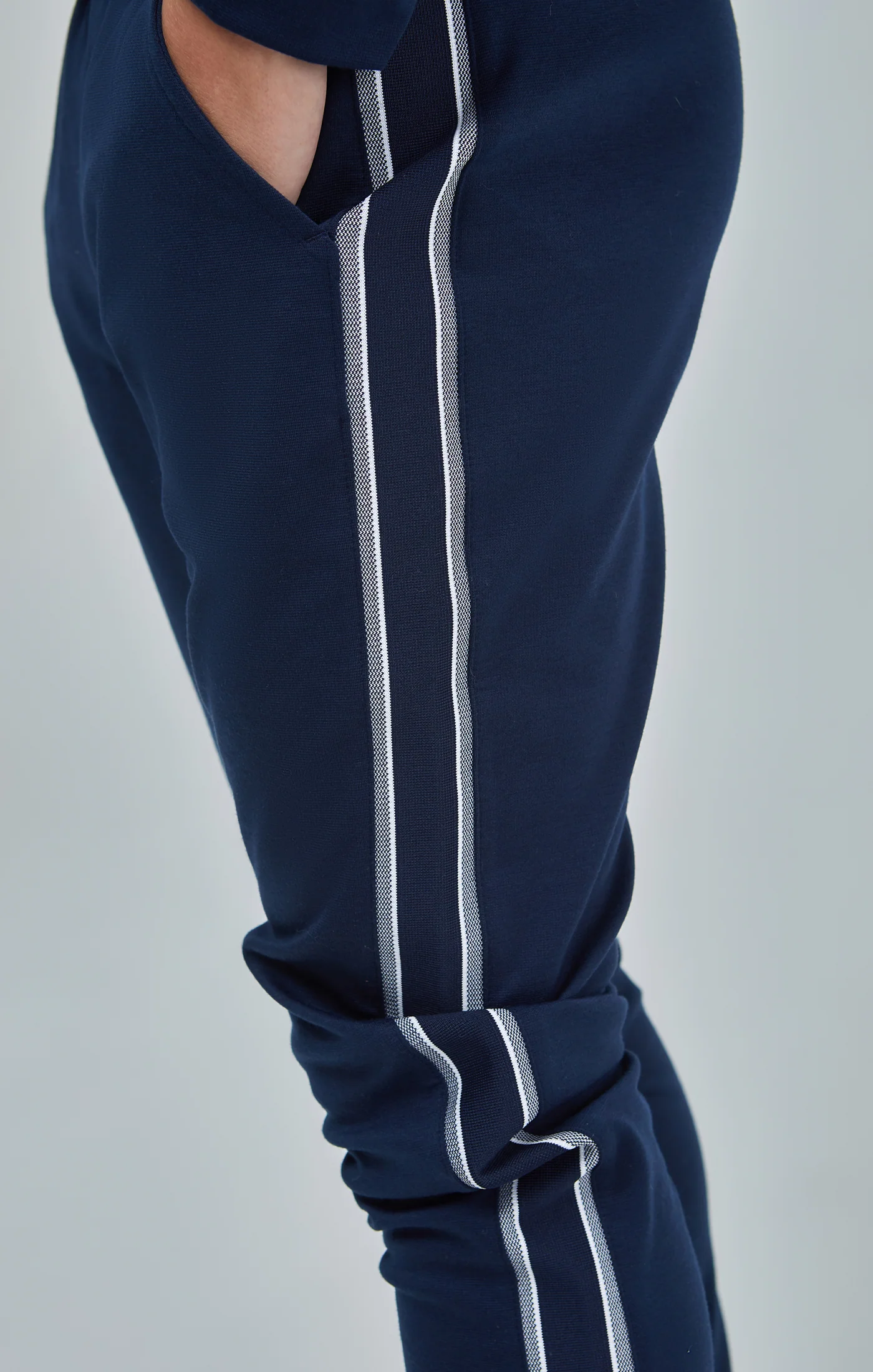 Boys Navy Panel Detail Skinny Joggers - Image 7