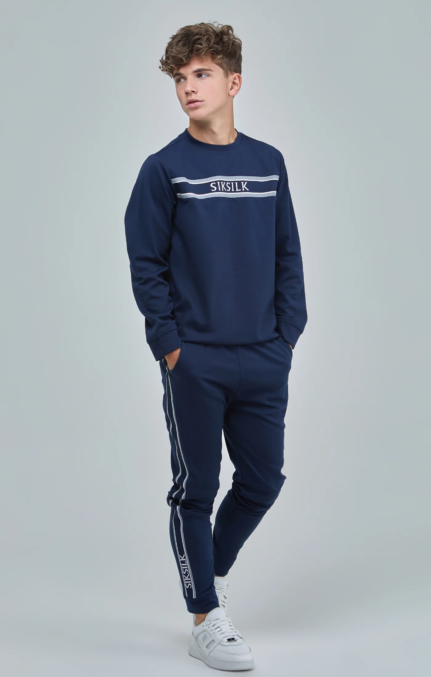 Boys Navy Panel Detail Sweatshirt - Image 4