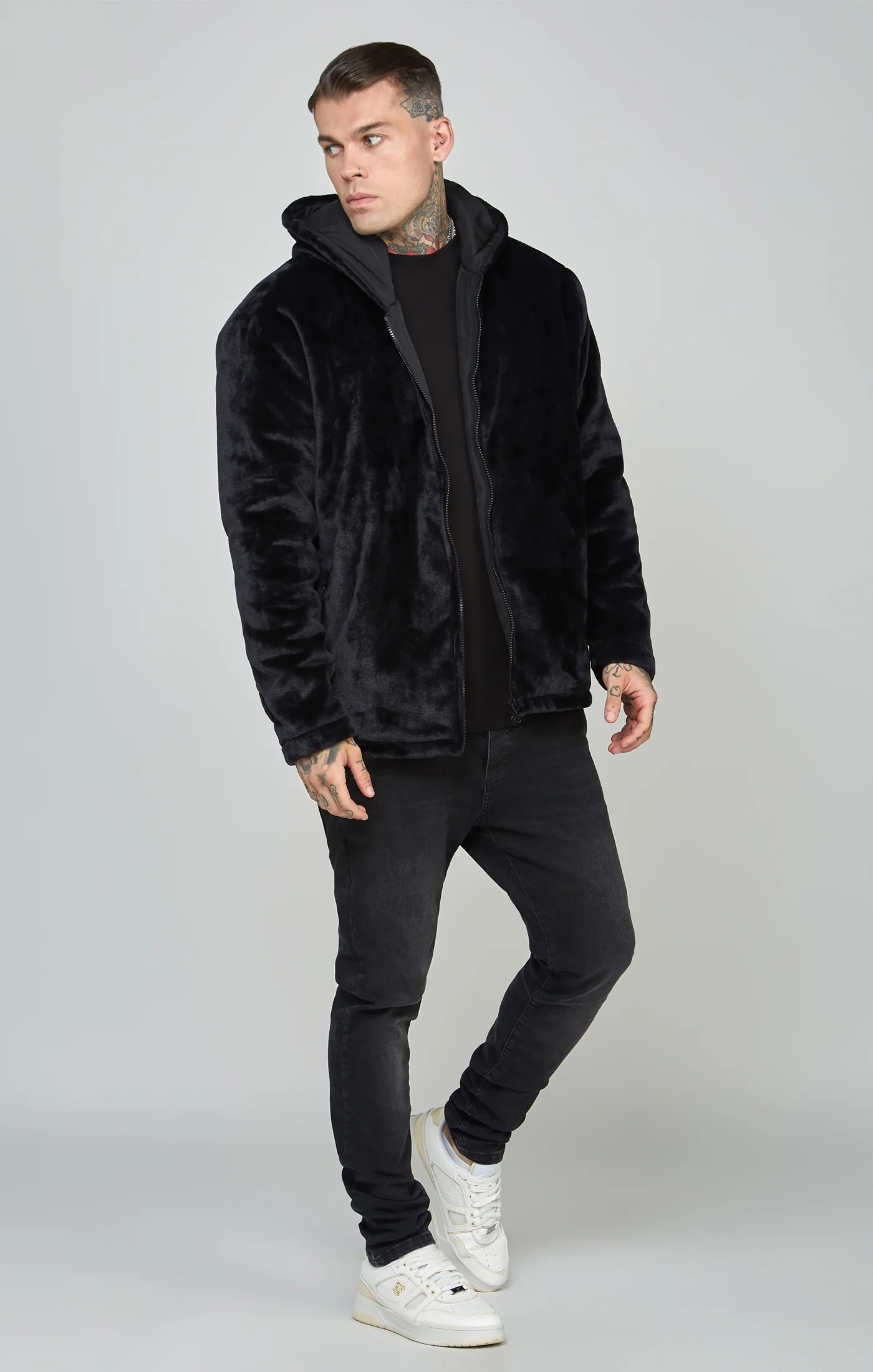 Branded Faux Fur Jacket - Image 3
