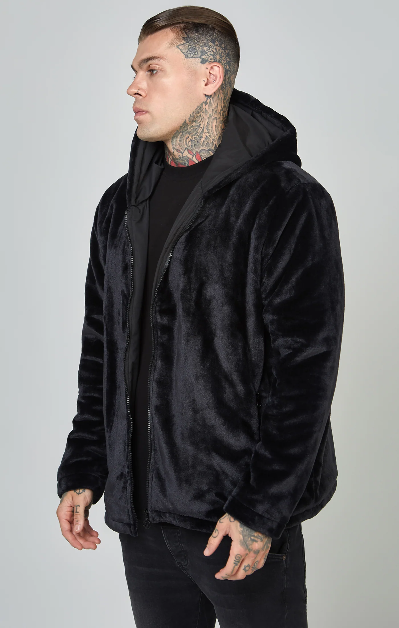Branded Faux Fur Jacket - Image 4